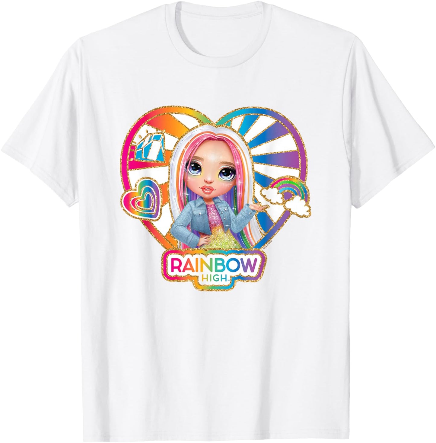 Rainbow High Amaya Raine Heart Shaped Vintage Portrait T-Shirt - T-Shirt | White