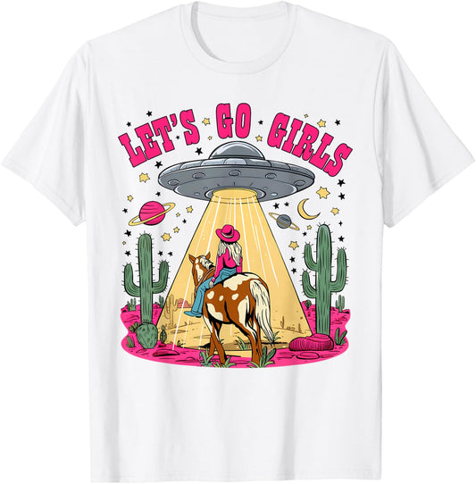 Let's Go Girls Space Desert Cowgirl Bachelorette Party T-Shirt - T-Shirt | White