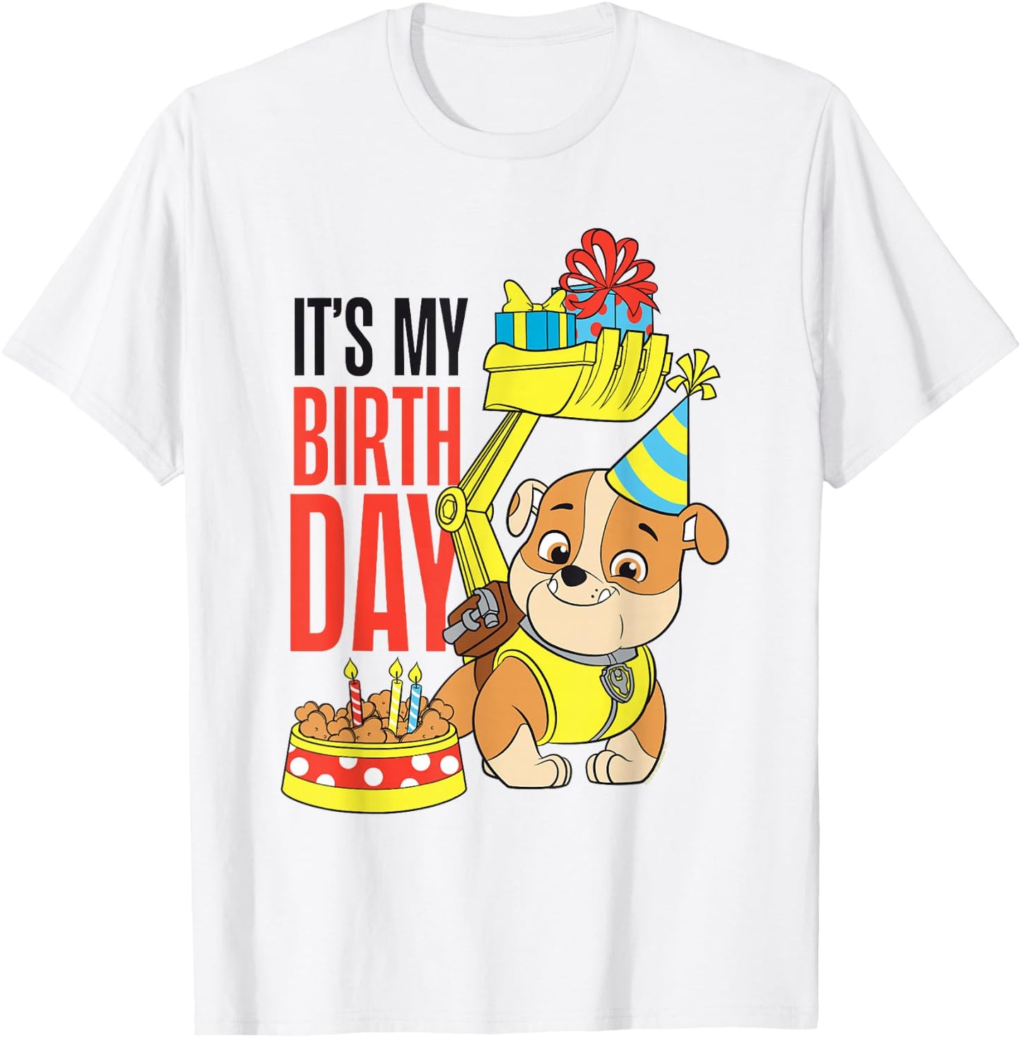Paw Patrol It's My Birthday Happy Birthday Rubble T-Shirt - T-Shirt | White
