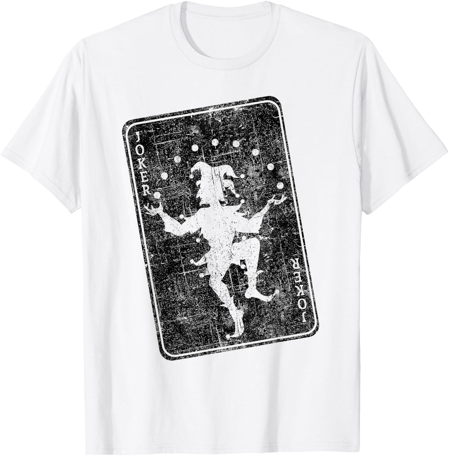 Distressed Joker playing card jester poker player halloween T-Shirt - T-Shirt | White