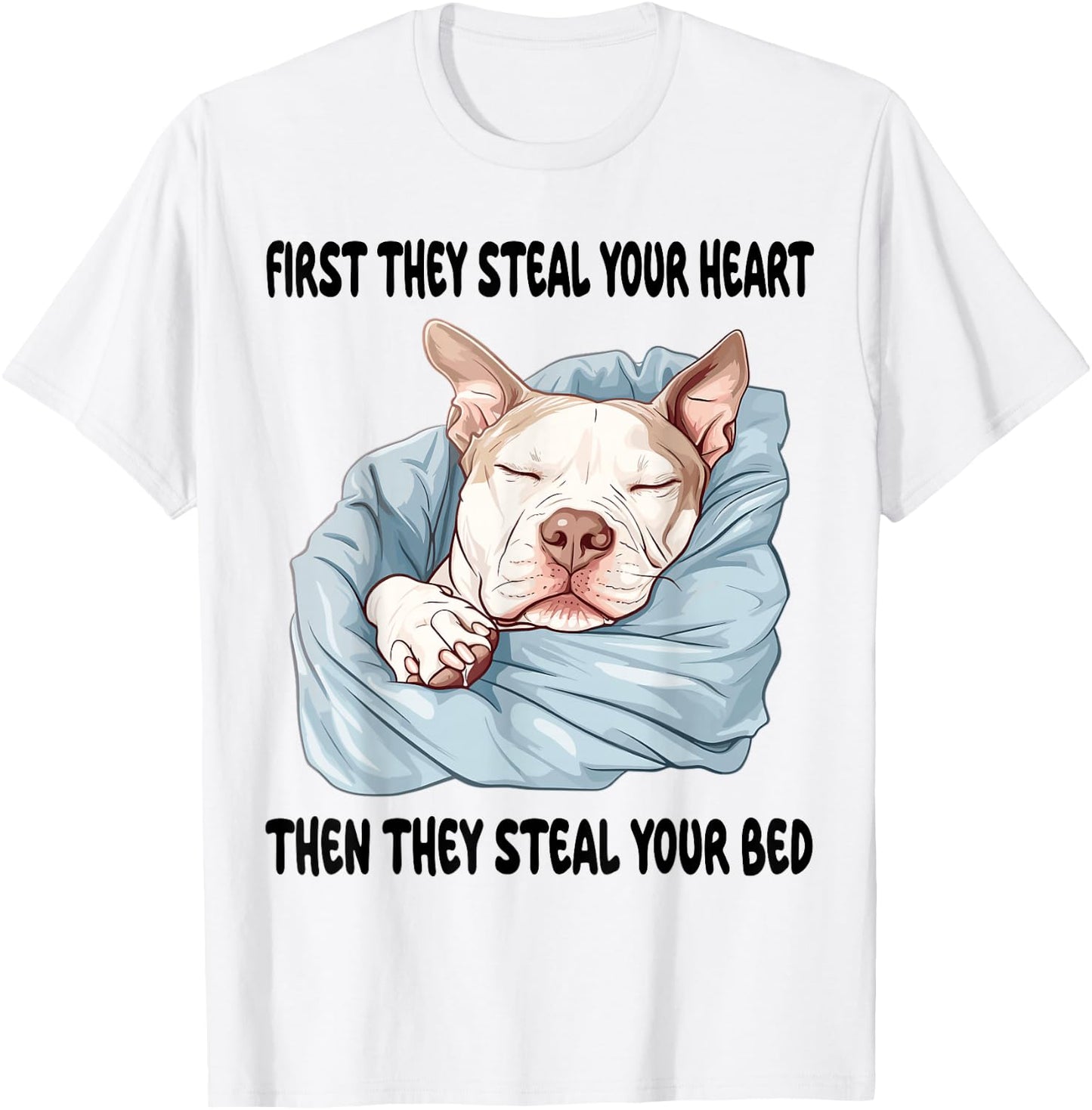 Pitbull Sleeping Pajamas Nightgown T-Shirt - T-Shirt | White