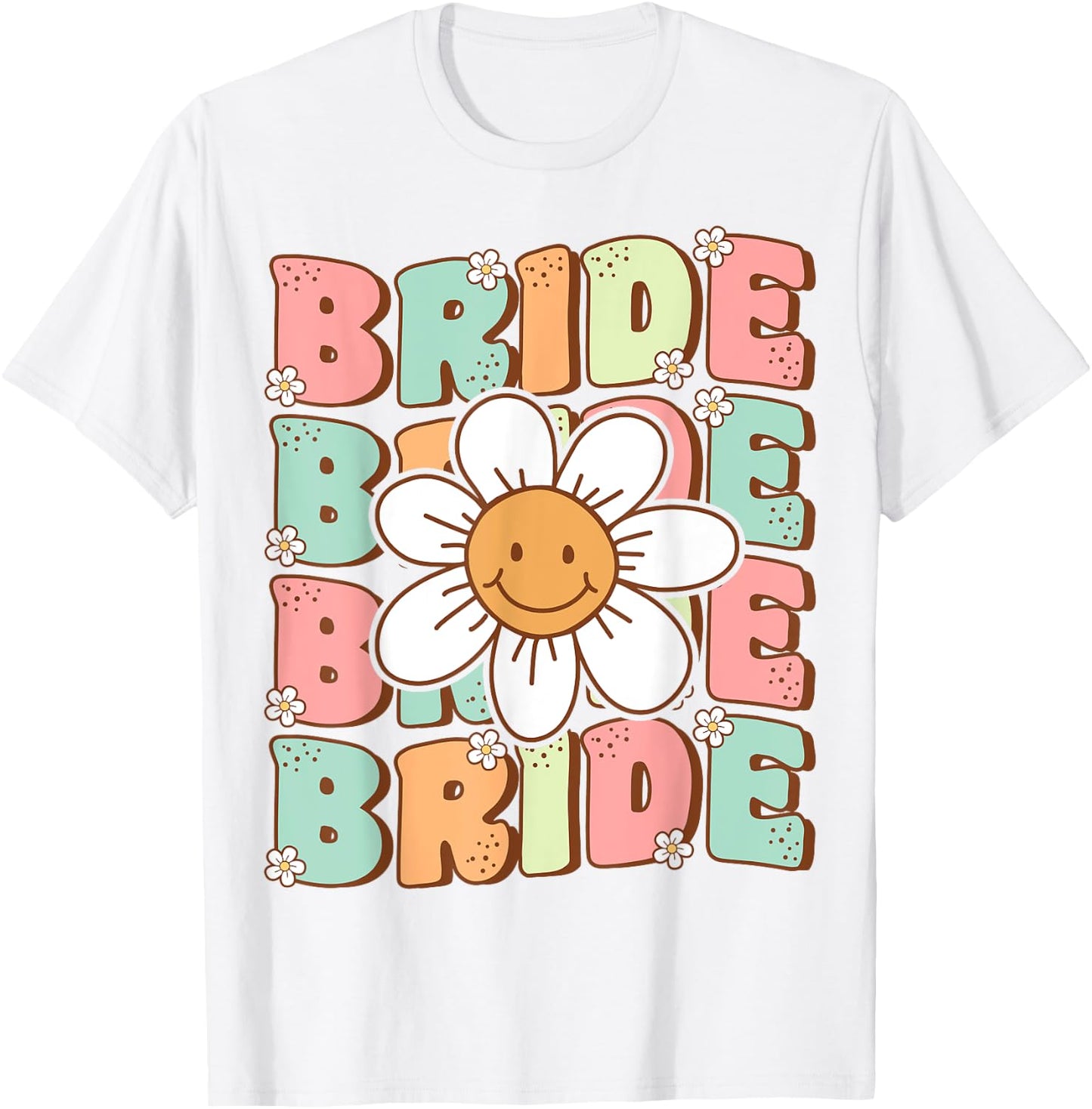 Groovy Bride Matching Bachelorette Party Cute Groovy Wedding T-Shirt - T-Shirt | White