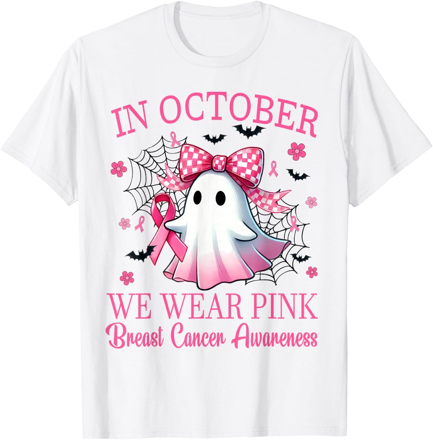 In October We Wear Pink Breast Cancer Awareness T-Shirt - T-Shirt | White