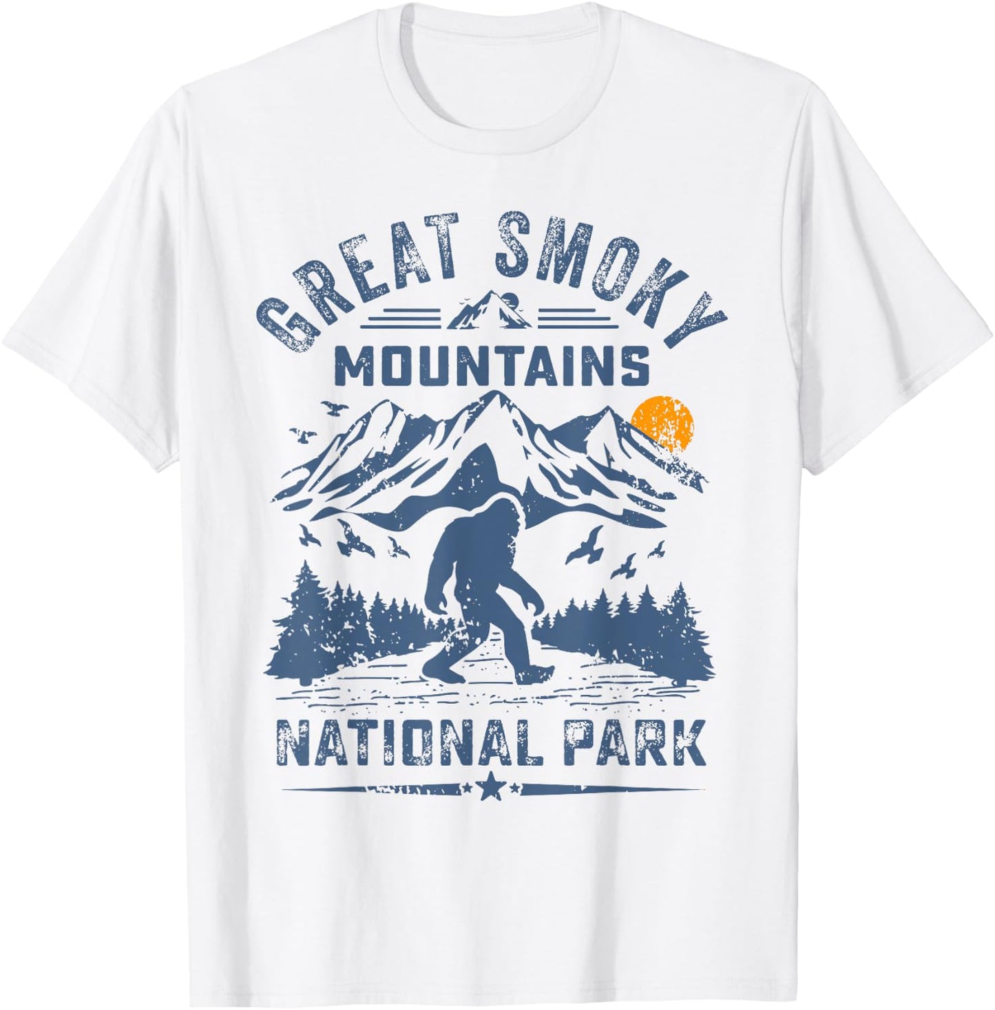 Great Smoky Mountains National Park Sunset Bigfoot Sasquatch T-Shirt - T-Shirt | White