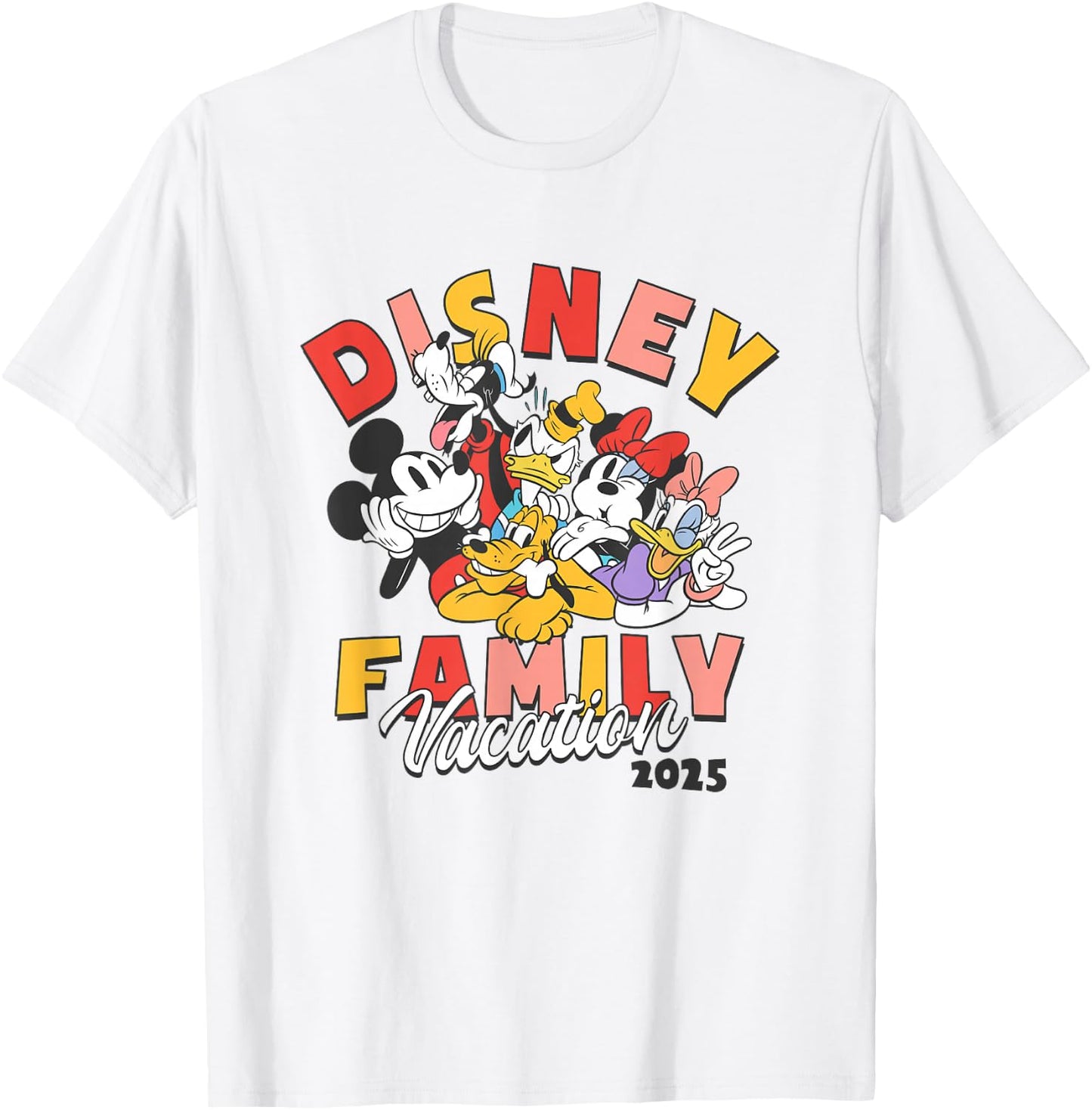 Disney Mickey and Friends Disney Family Vacation 2025 Logo T-Shirt - T-Shirt | White