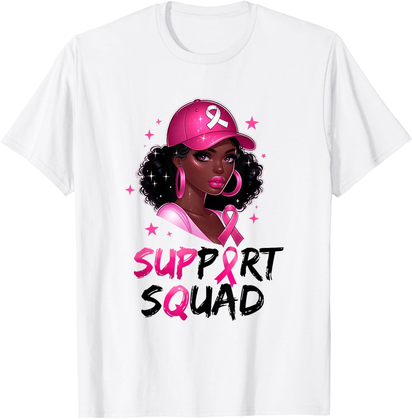 Support Squad Breast Cancer Awareness Warrior Black Women T-Shirt - T-Shirt | White