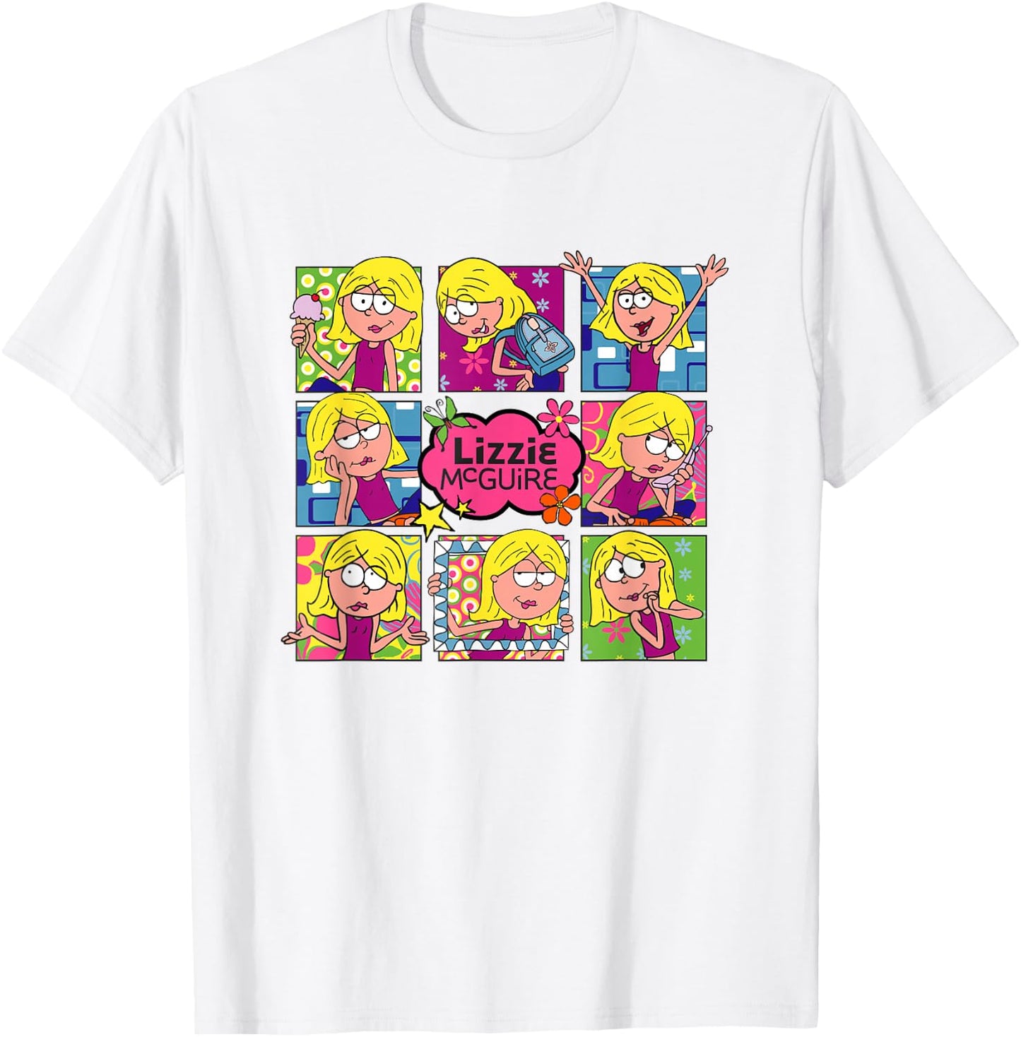 Disney Lizzy McGuire Multi Lizzie's Moods Big Chest Panels T-Shirt - T-Shirt | White