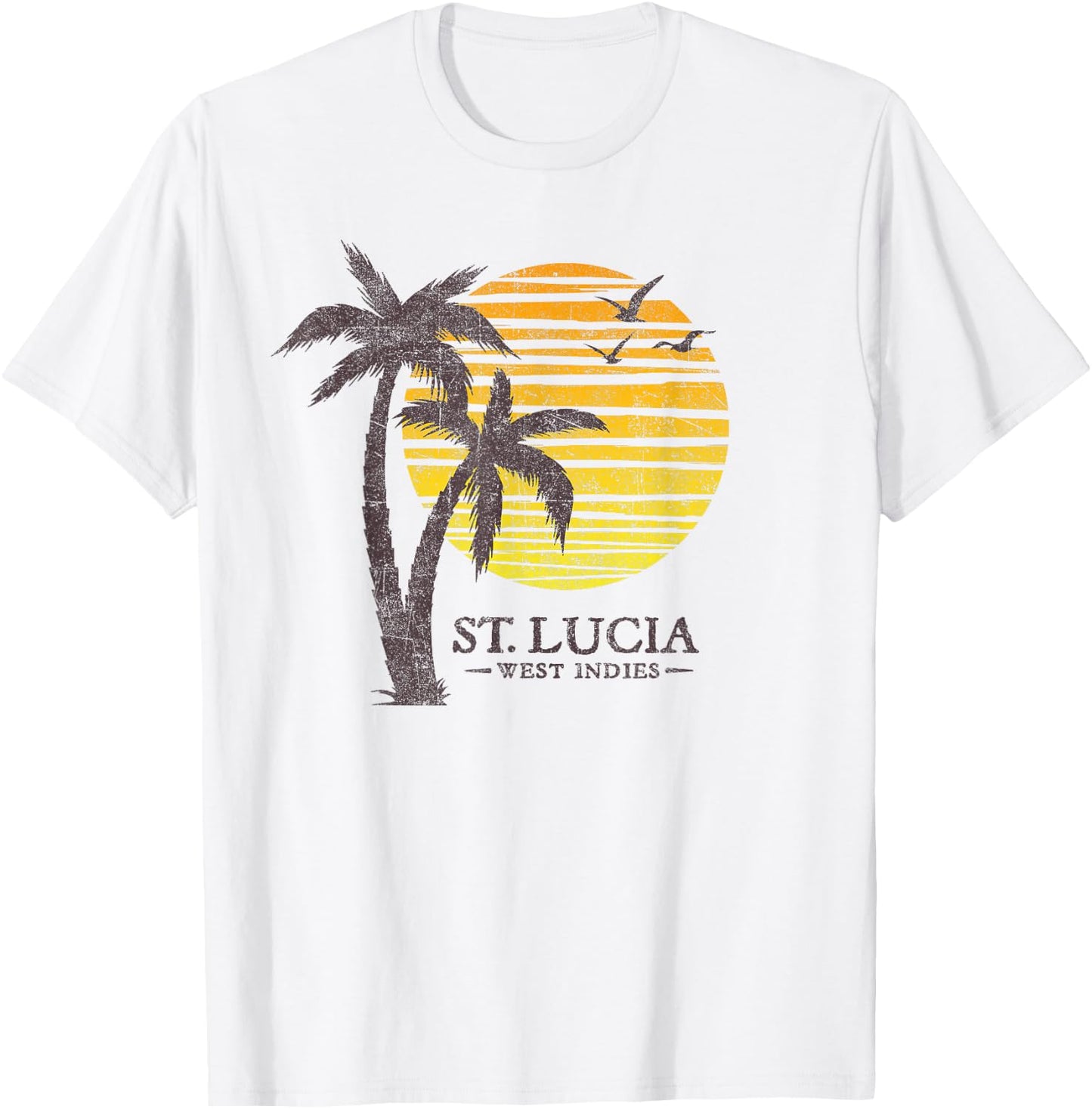 Retro St Lucia Beach Sunset Boys Girls Souvenir T-Shirt - T-Shirt | White