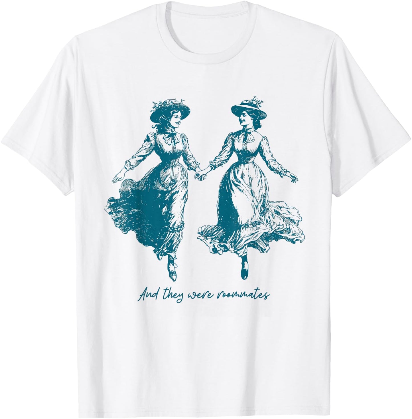 Vintage Lesbian Pride And They Were Roommates Sapphic Pride T-Shirt - T-Shirt | White