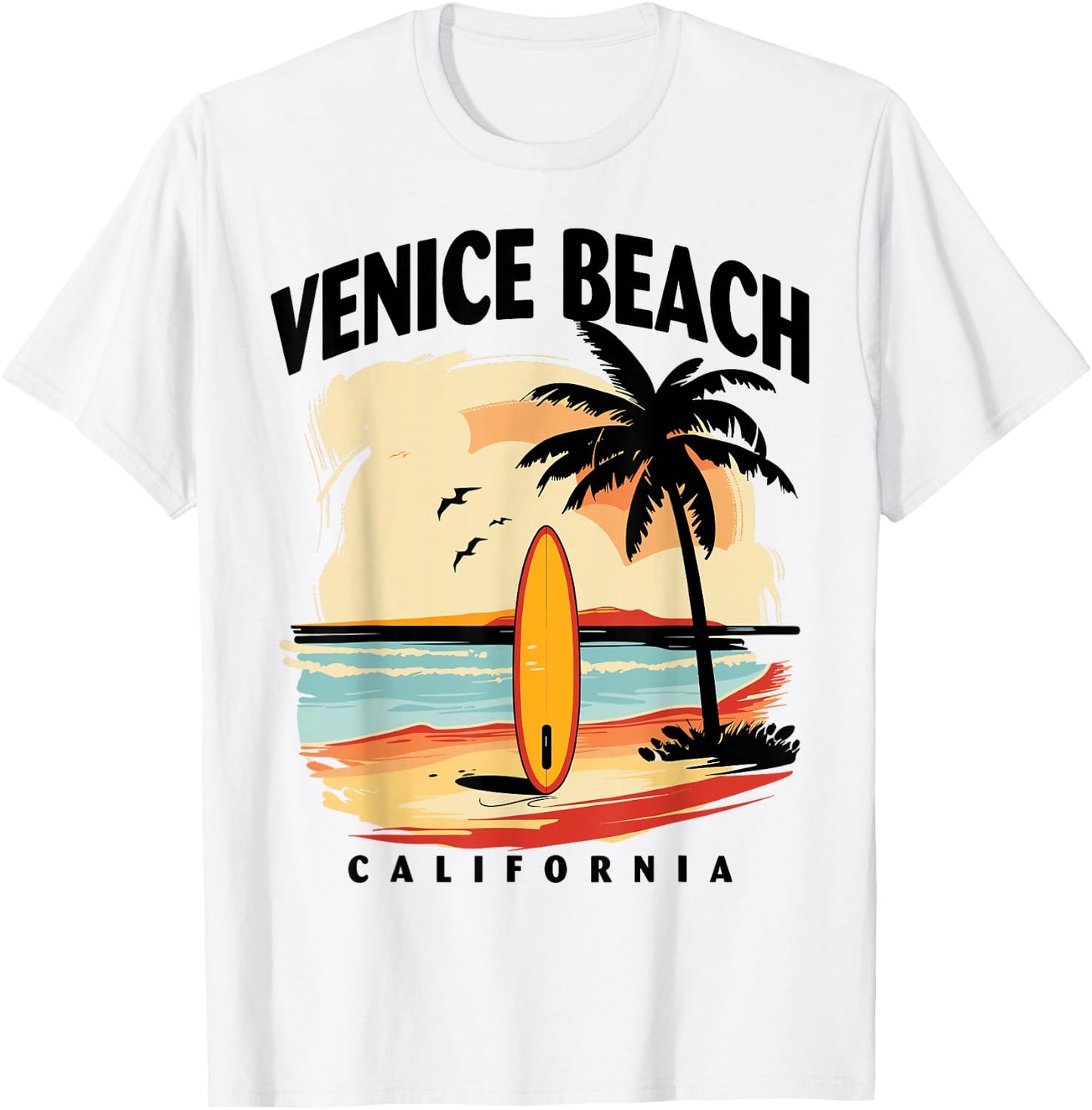 Venice Beach California Surfboard Surfing Men Women T-Shirt - T-Shirt | White