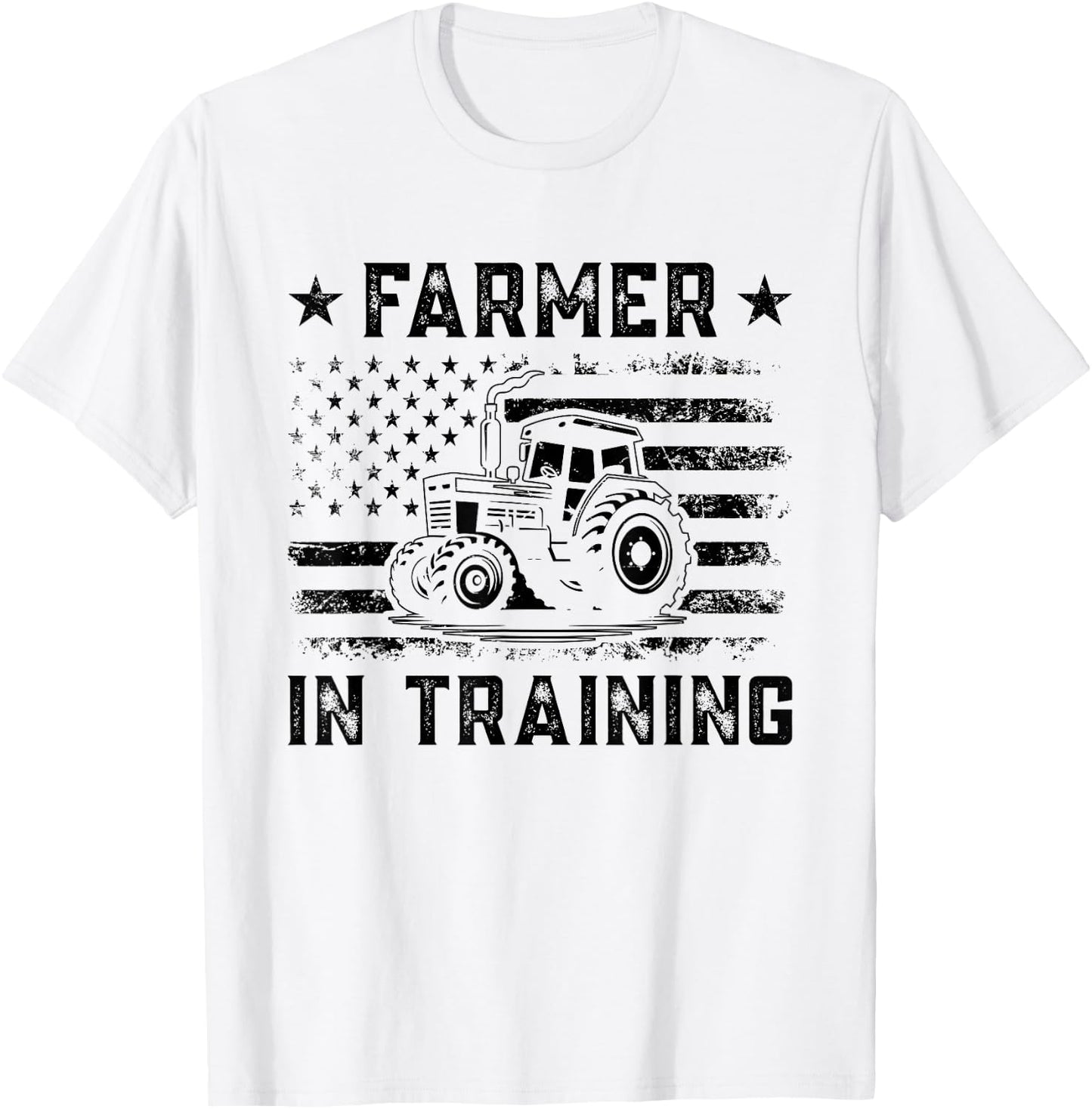 Farmer In Training US American Flag Design For Future Farmer T-Shirt - T-Shirt | White