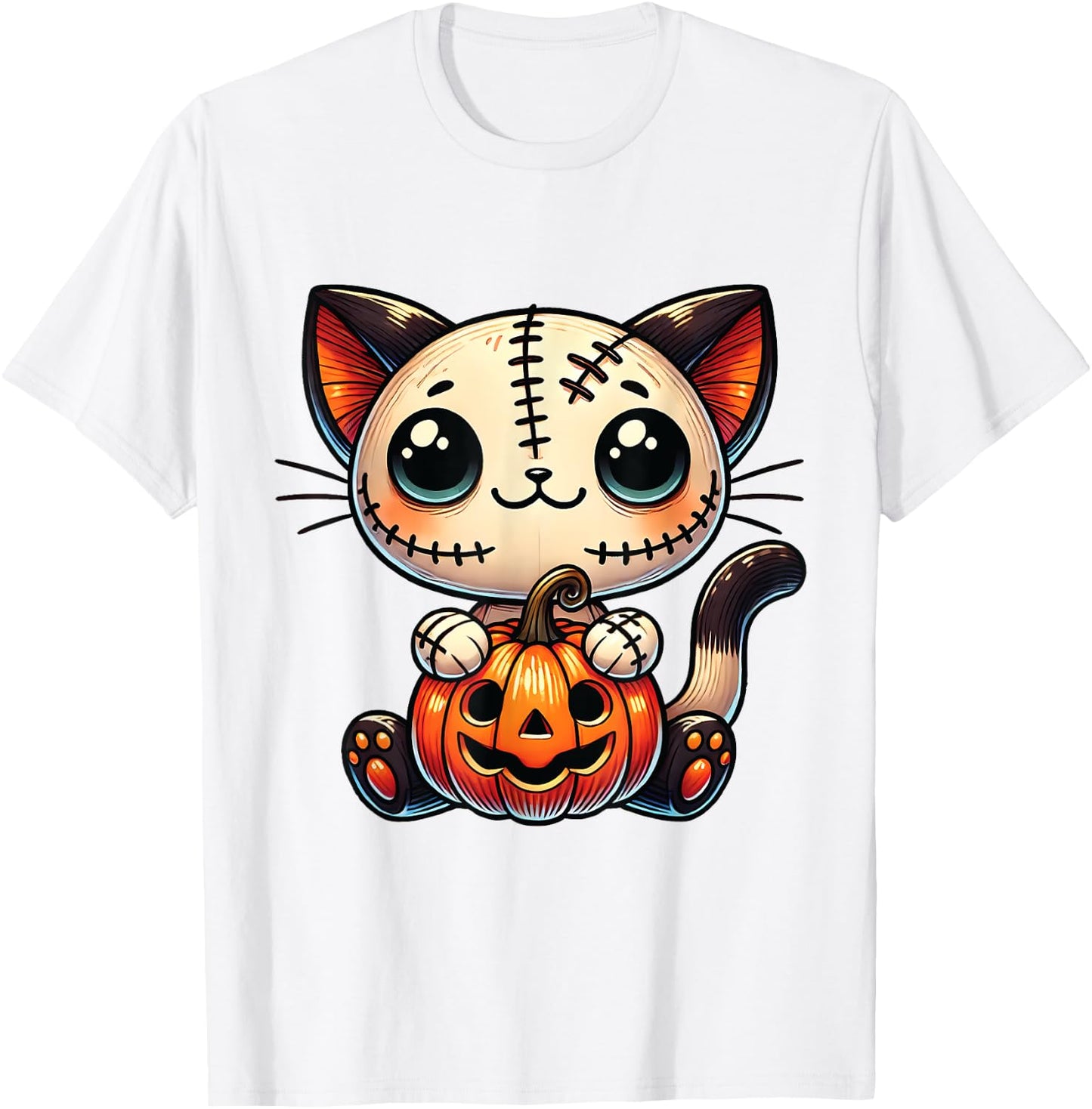 Cute Cat Halloween Pumpkin Kitty Spooky Kitten Lovers Women Kids T-Shirt - T-Shirt | White