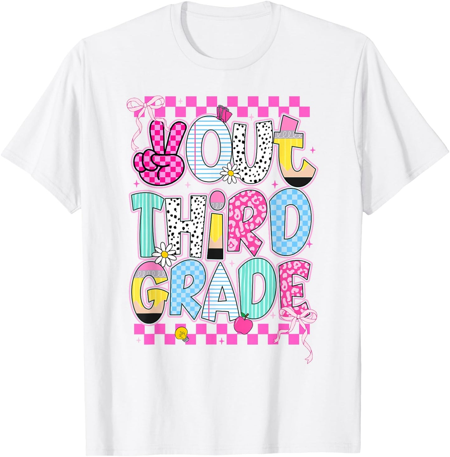 Peace Out 3rd Grade Graduation Last Day School Girls Kids T-Shirt - T-Shirt | White