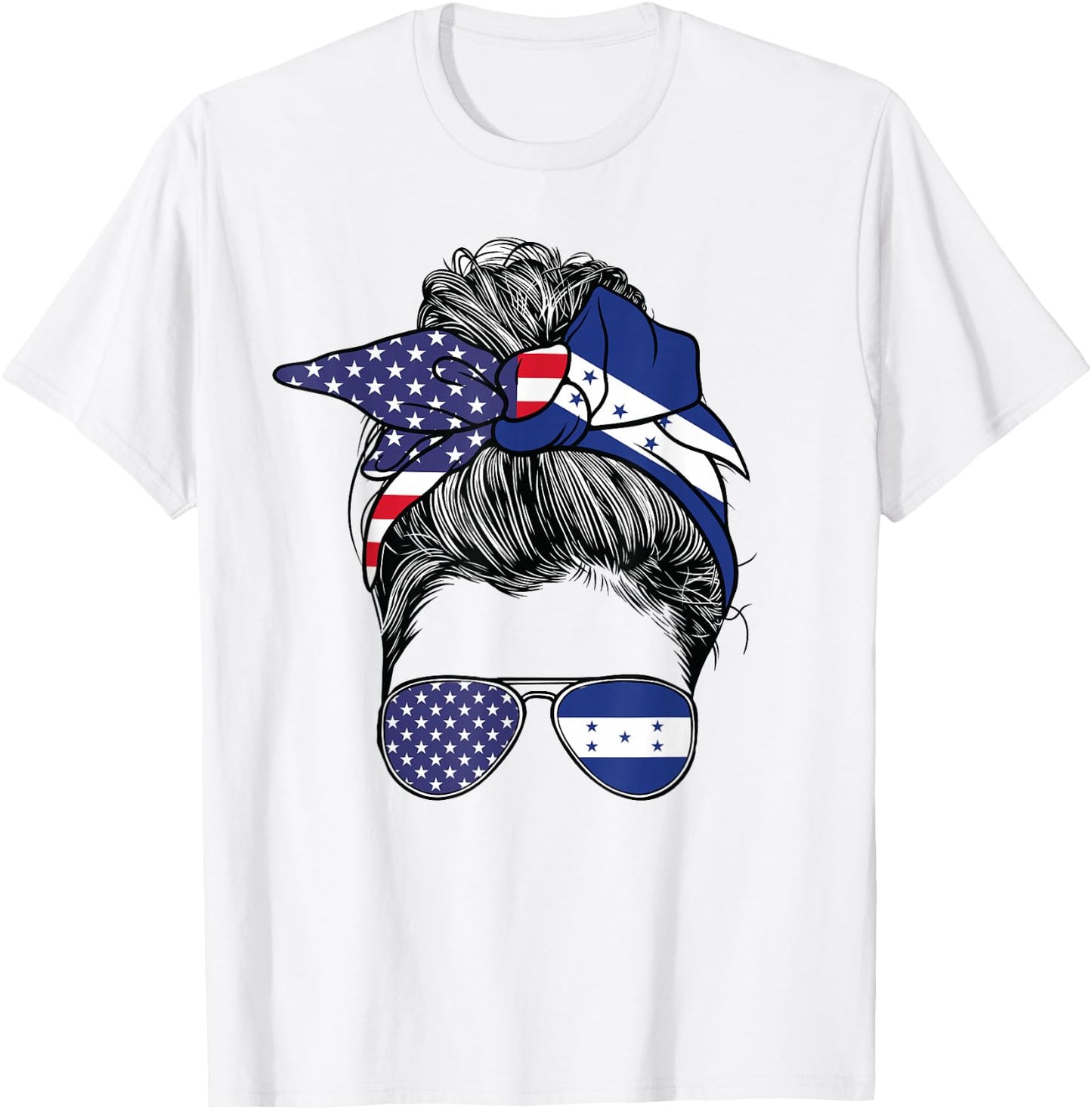 Honduran Women Girl USA Heritage American Honduras Flag T-Shirt - T-Shirt | White