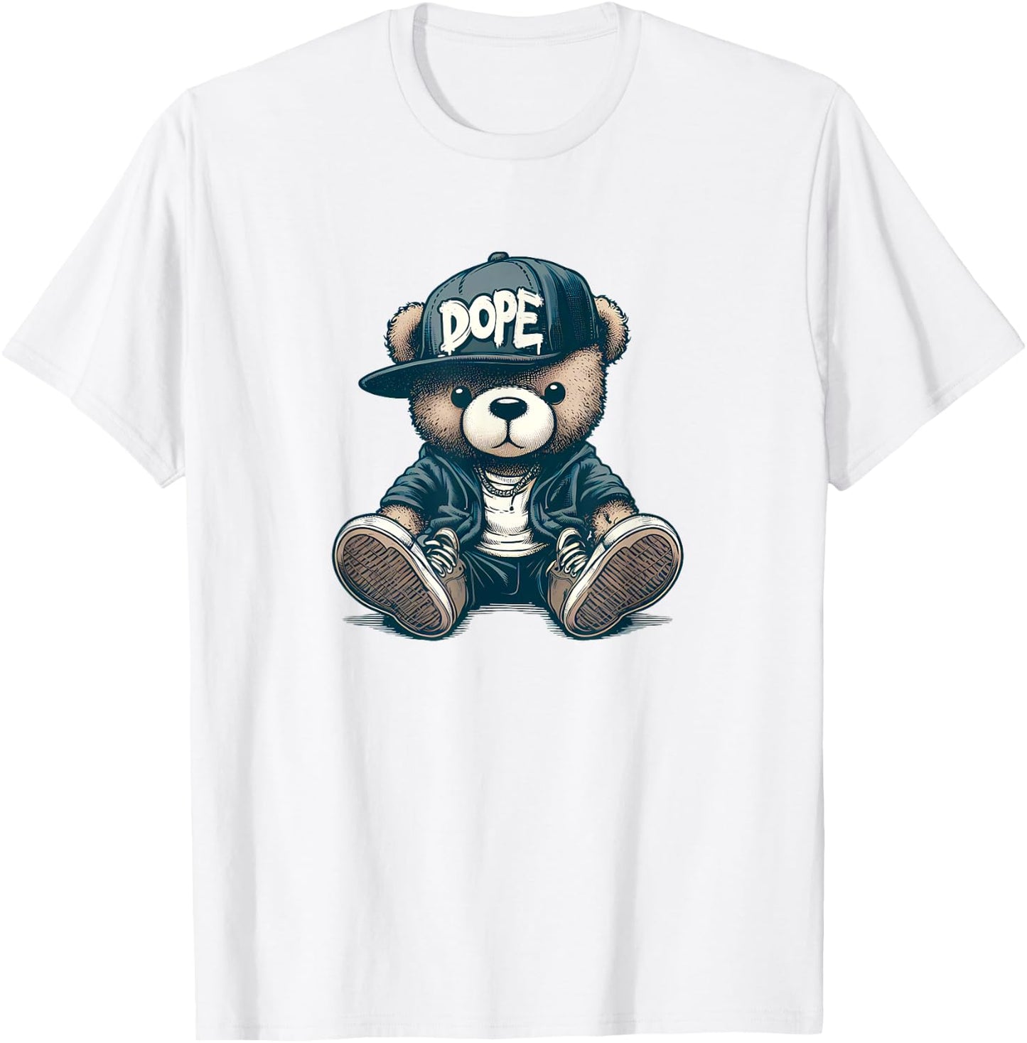 DOPE Cute Hip Hop Teddy Bear 90s hip hop clothing T-Shirt - T-Shirt | White