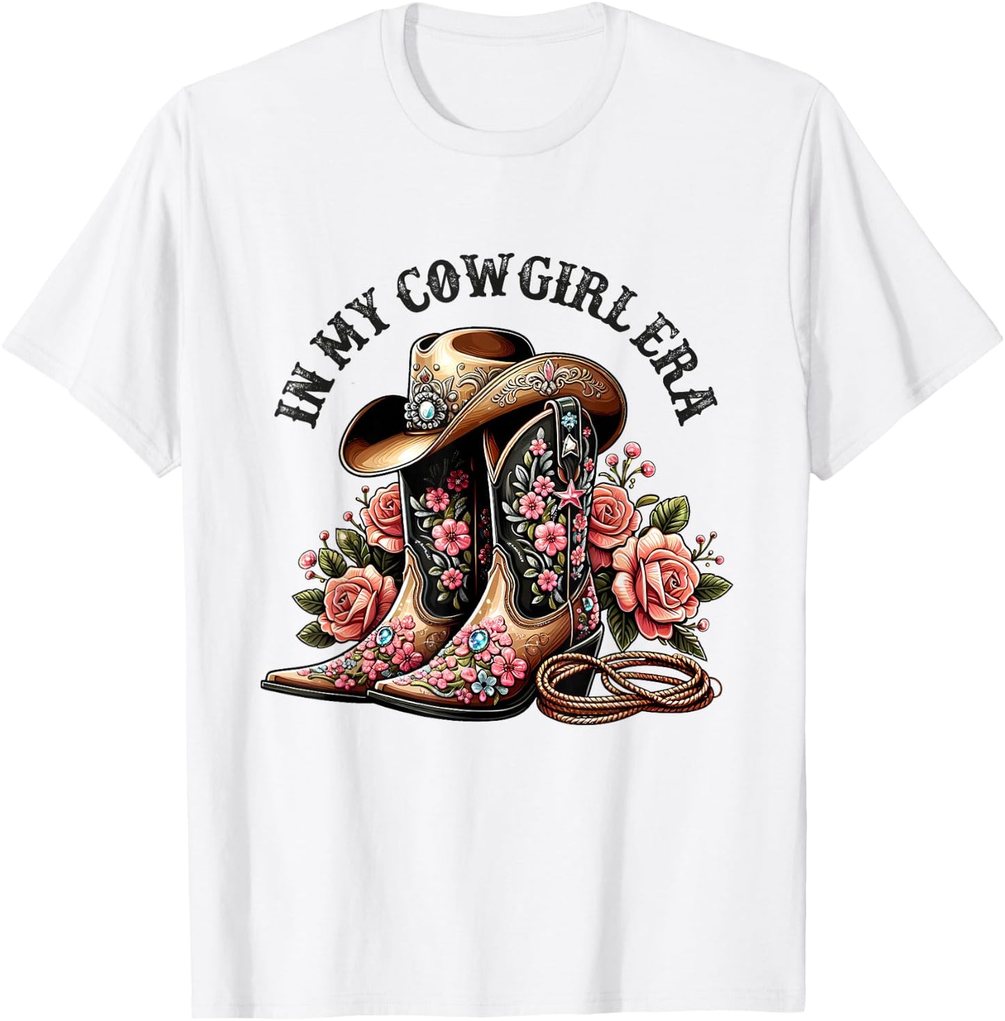 In My Cowgirl Era Cowboy Hat Woman Rodeo Kids Country Girls T-Shirt - T-Shirt | White
