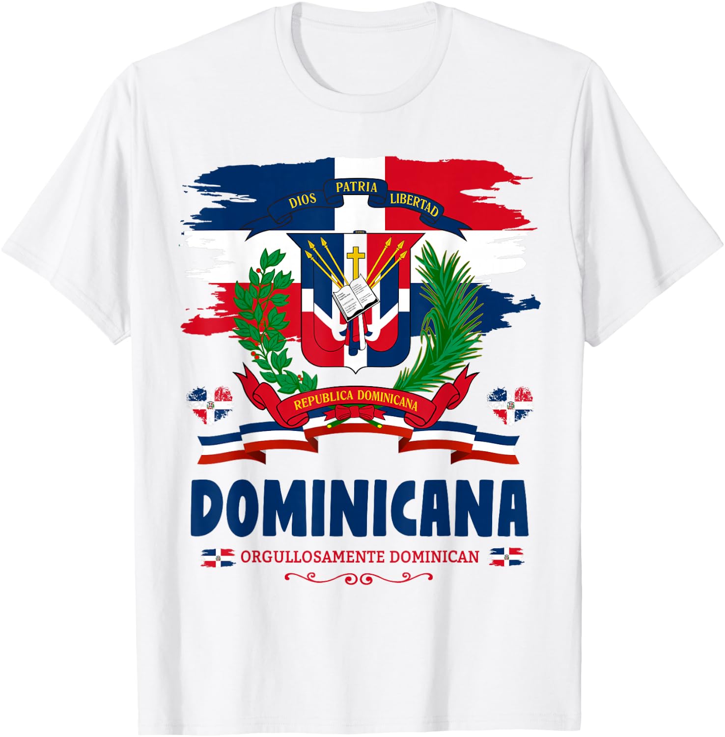 Coat of Arms Republica Dominicana For Kids & Dominican Flag T-Shirt - T-Shirt | White