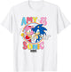 Sonic The Hedgehog Amy & Sonic Colorful Retro Portrait T-Shirt - T-Shirt | White
