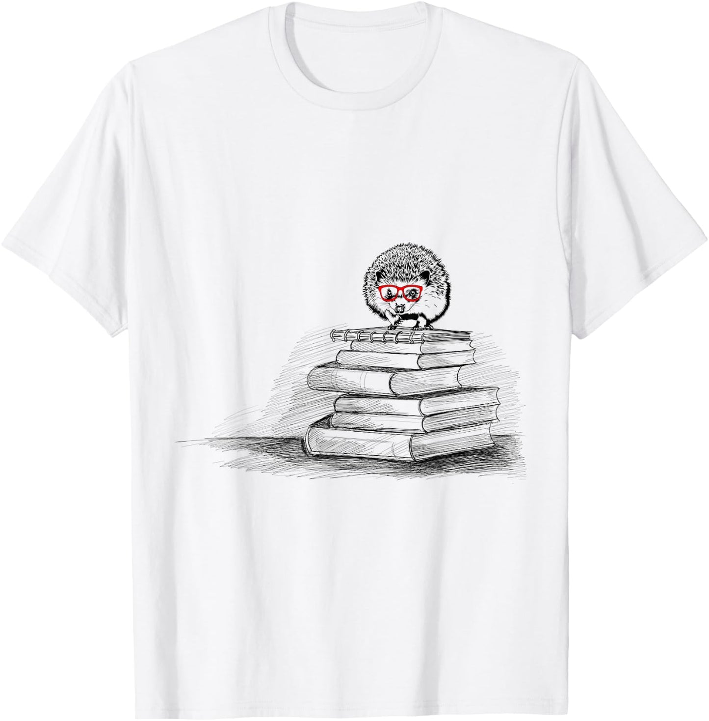 Cute Hedgehog Book Nerd Readers T-Shirt - T-Shirt | White