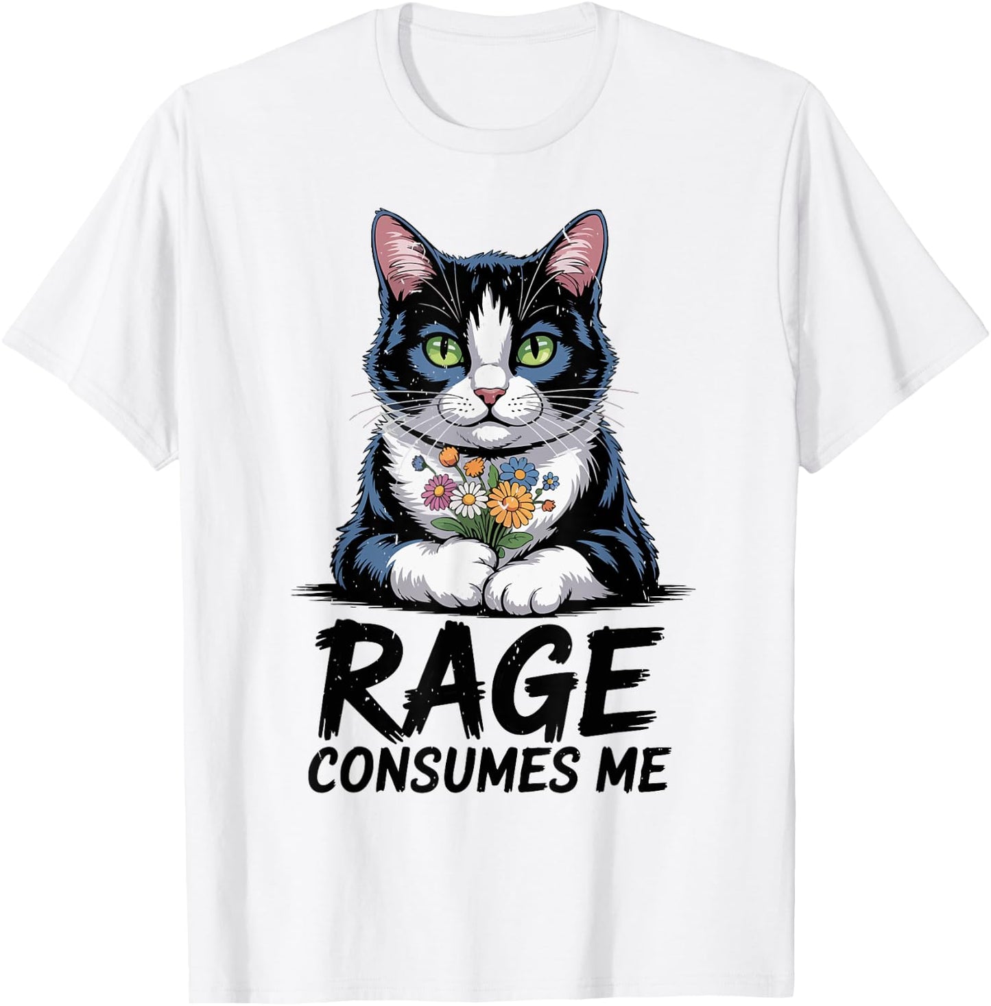 Rage Consumes Me Tuxedo Cat Mom Funny Youth Mama Cute Kitten T-Shirt - T-Shirt | White