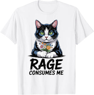 Rage Consumes Me Tuxedo Cat Mom Funny Youth Mama Cute Kitten T-Shirt - T-Shirt | White