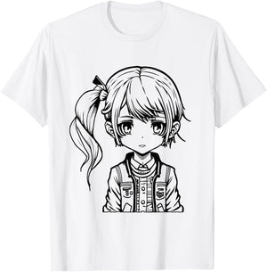 Coloring anime girl and painting them yourself T-Shirt - T-Shirt | White