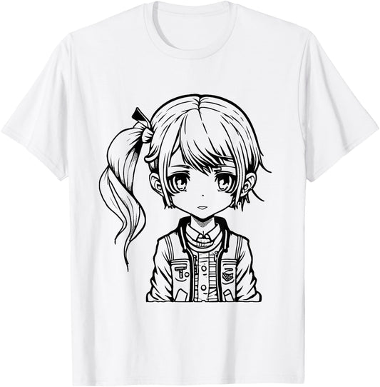 Coloring anime girl and painting them yourself T-Shirt - T-Shirt | White