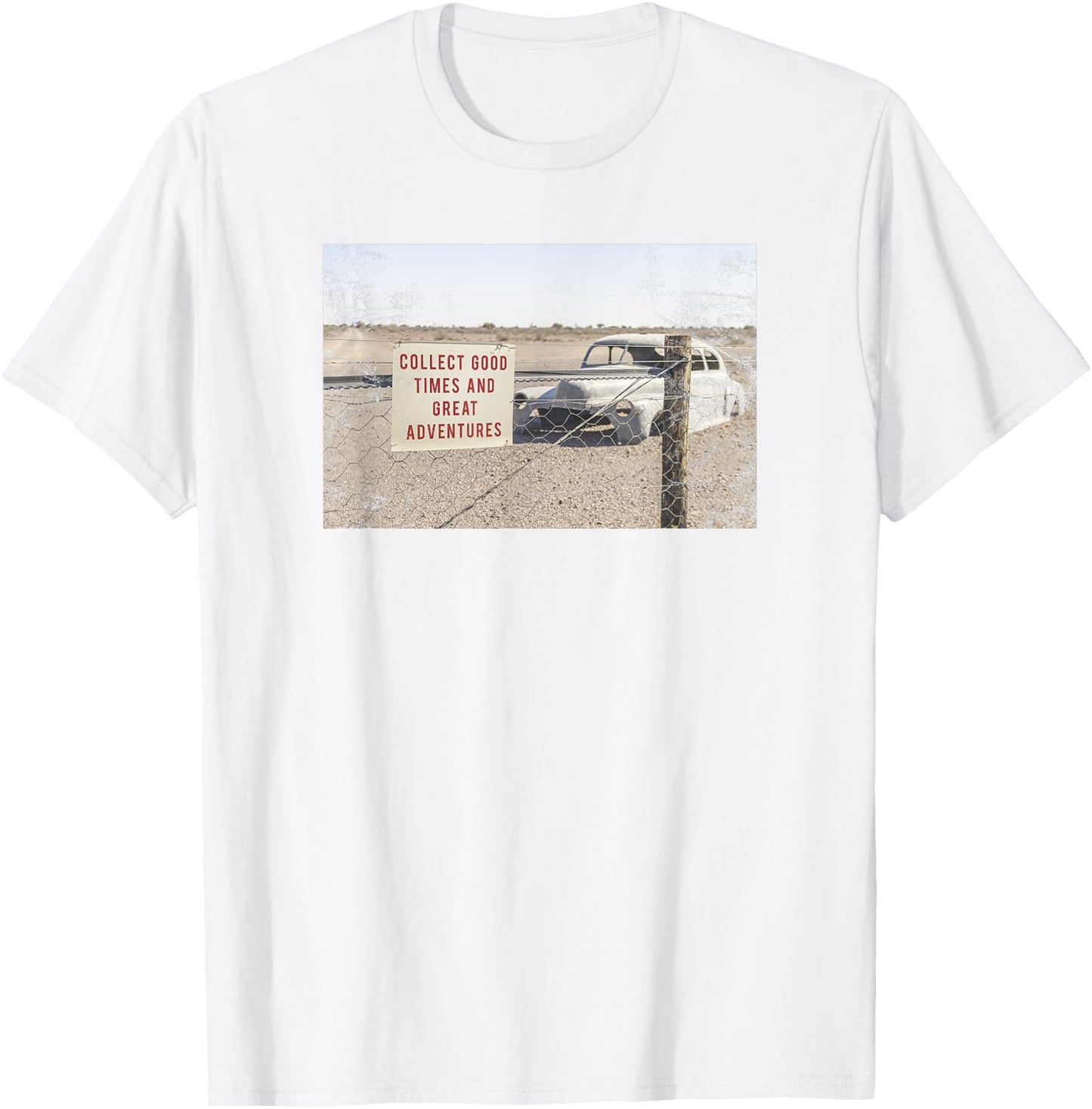 Trendy Collect Good Times And Great Adventures Faded Photo T-Shirt - T-Shirt | White