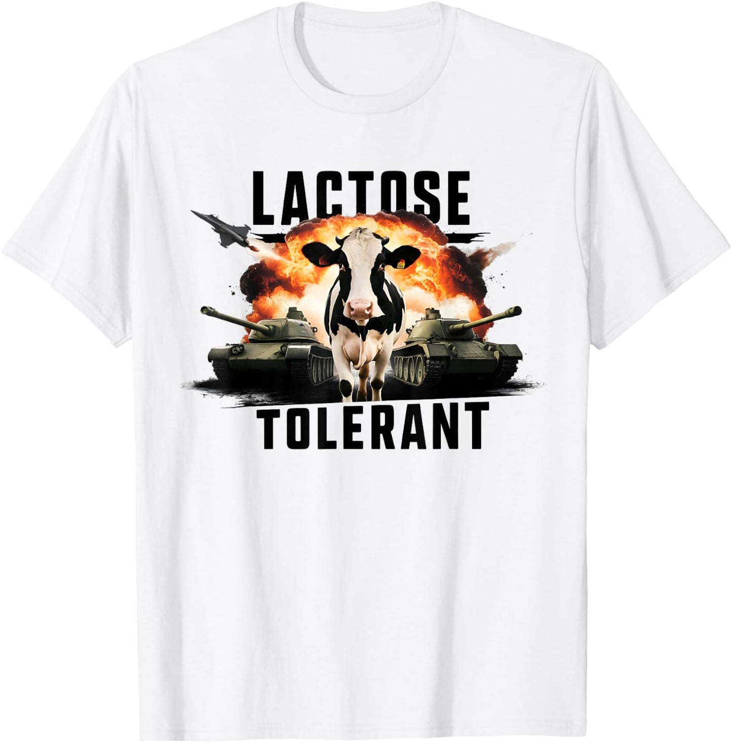 Lactose Tolerant Funny Cow Meme Men Women Diet Gym Humor T-Shirt - T-Shirt | White