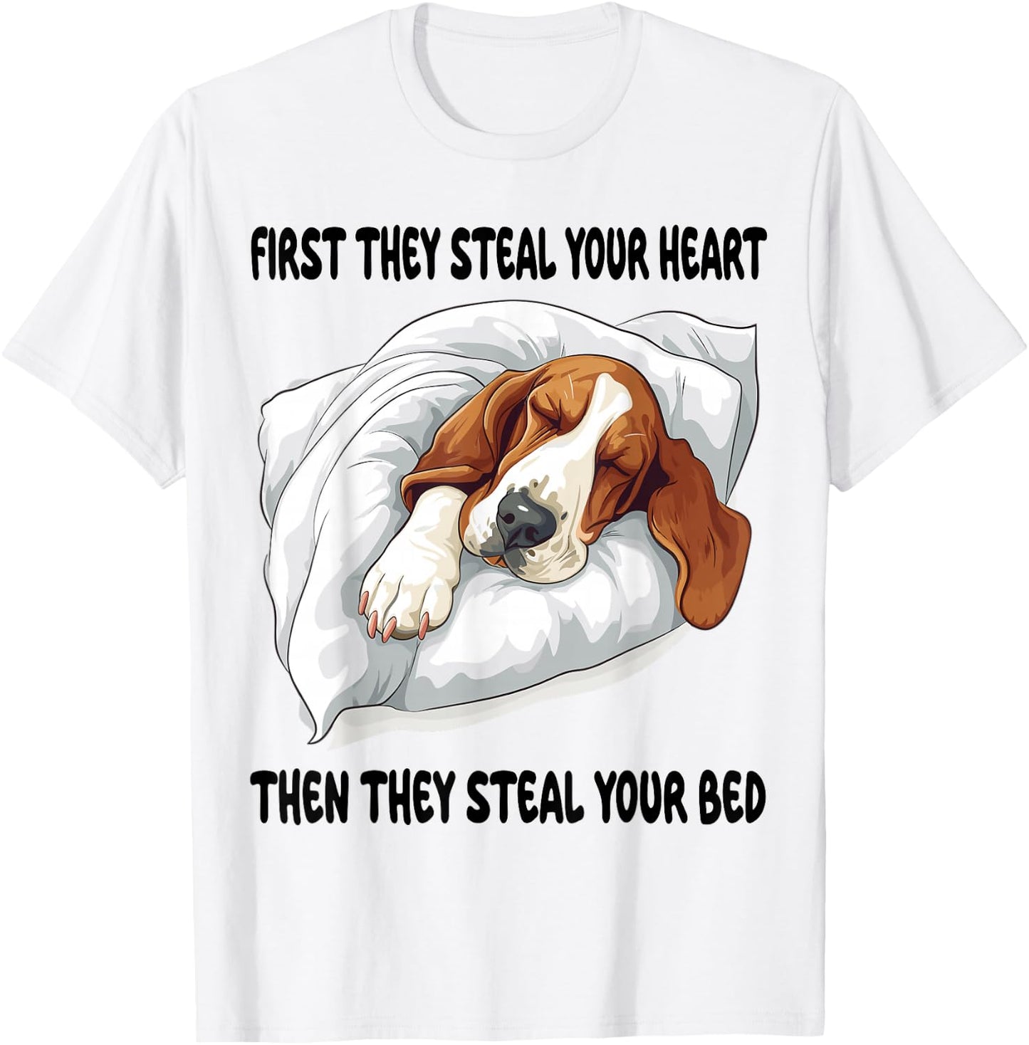 Basset Hound Sleeping Pajamas Nightgown T-Shirt - T-Shirt | White