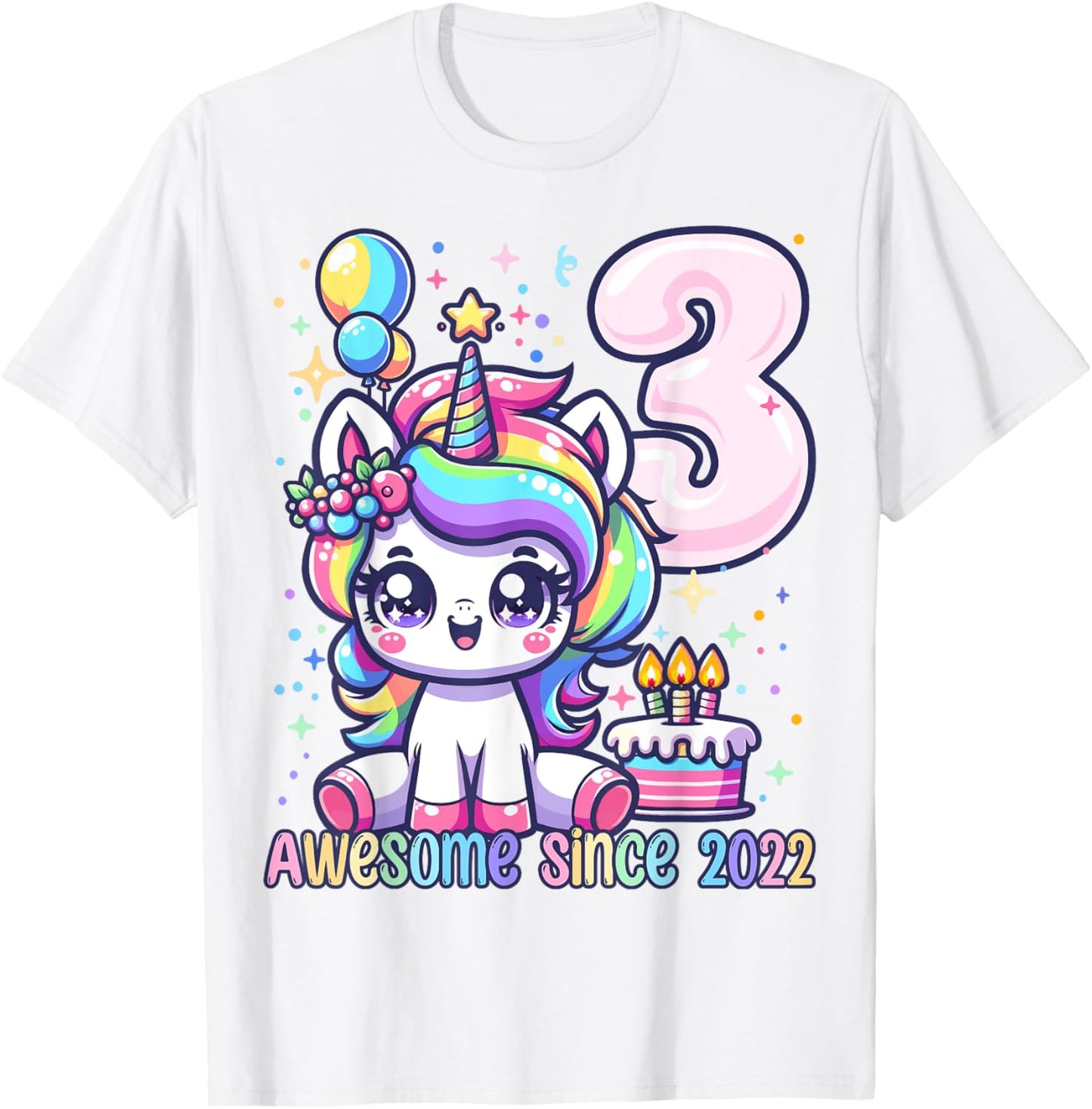 Unicorn 3rd Birthday 3 Year Old Unicorn Party Girls Outfit T-Shirt - T-Shirt | White