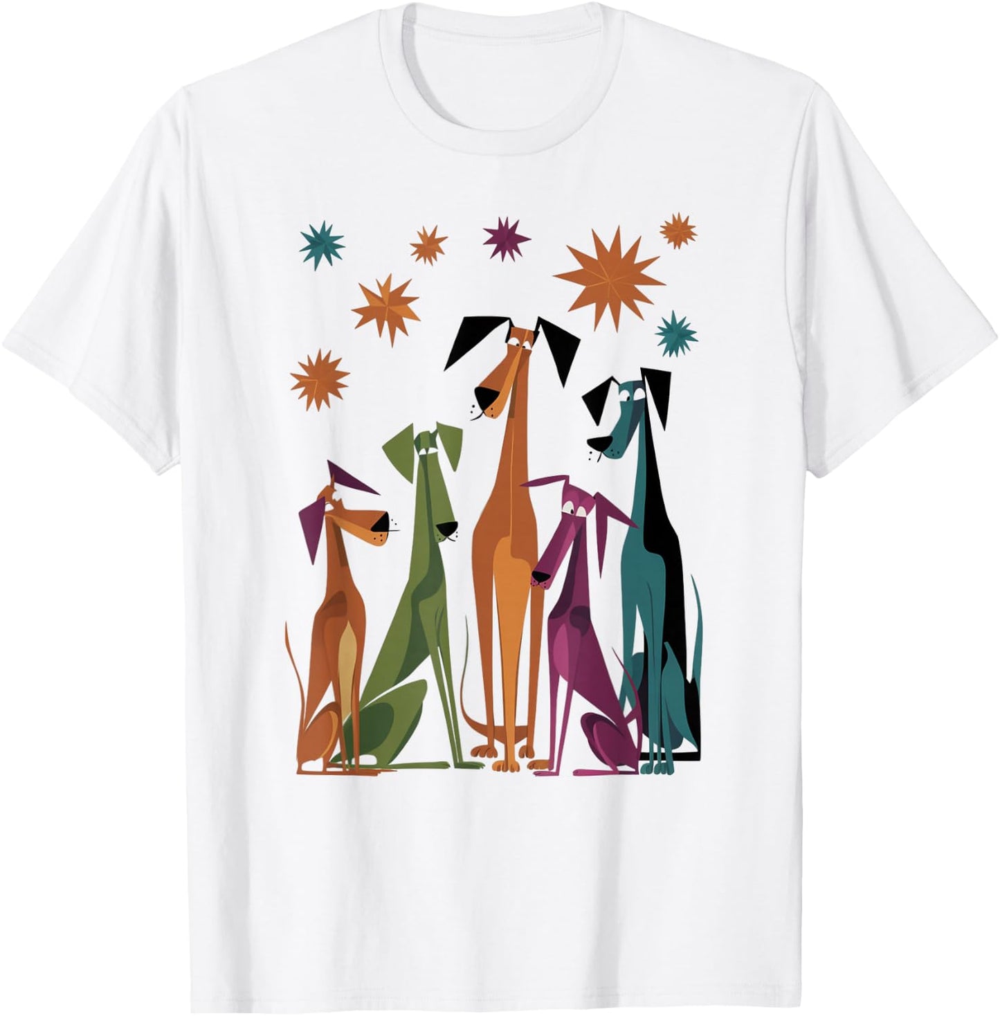 Vintage Retro Mid-Century Long Neck Dogs 50s 60s Style T-Shirt - T-Shirt | White
