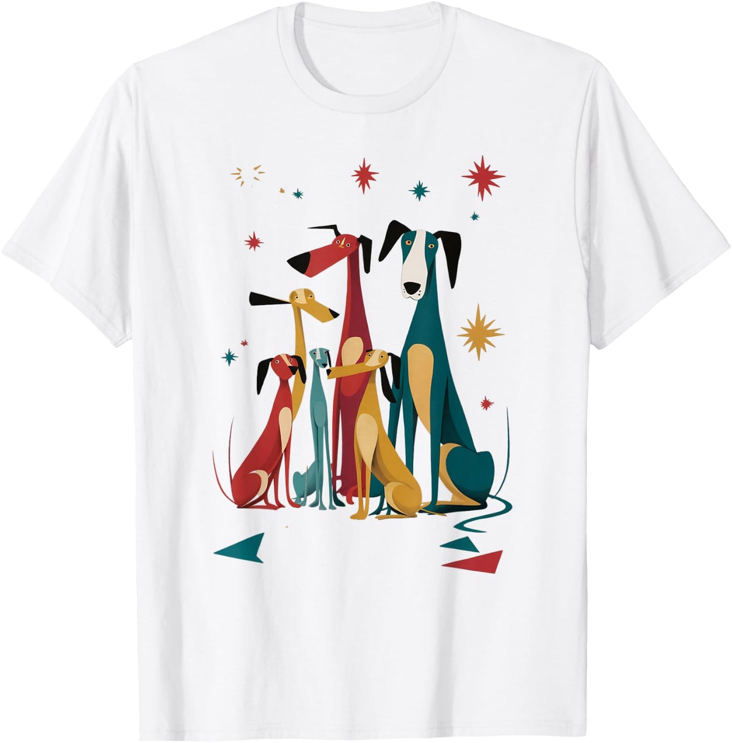 Vintage Retro Mid-Century Long Neck Dogs 50s 60s Style T-Shirt - T-Shirt | White