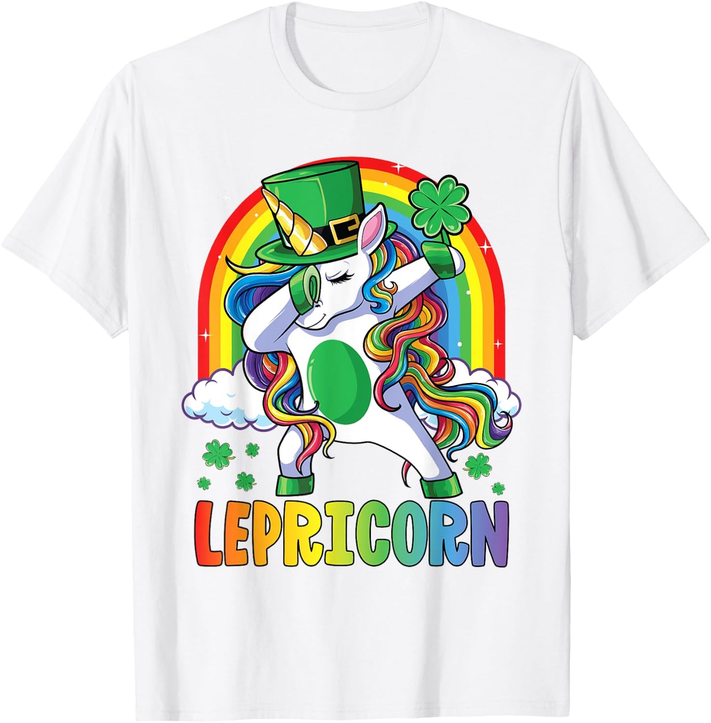 St Patricks Day Shirt Girls Dab Unicorn Leprechaun Lepricorn T-Shirt - T-Shirt | White