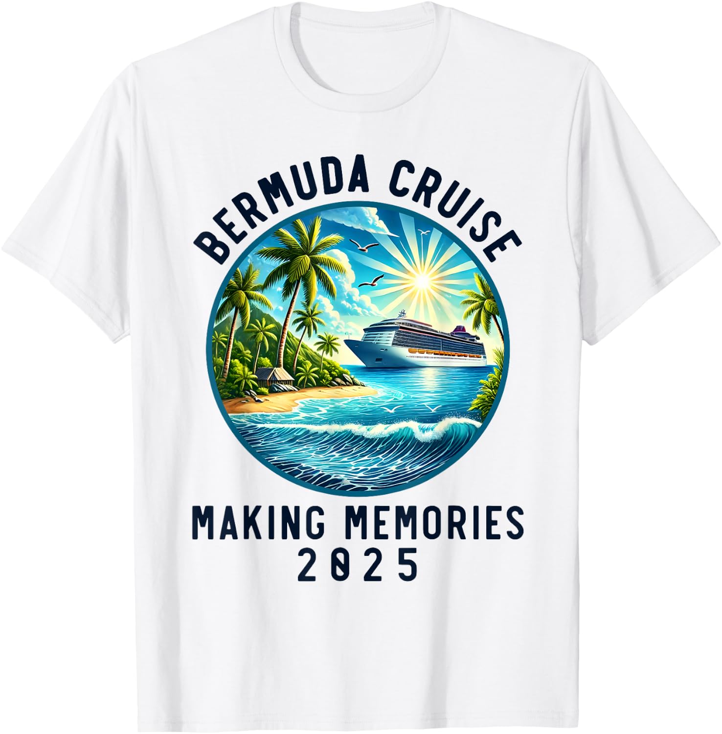 Matching Family Friends Group Bermuda Cruise 2025, Souvenir T-Shirt - T-Shirt | White