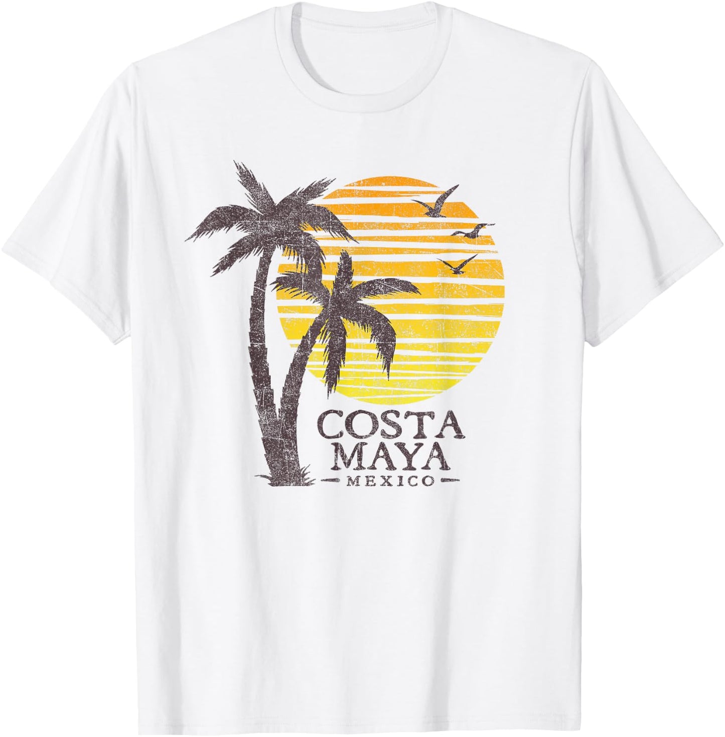 Vintage Costa Maya Mexico Beach Sunset Souvenir T-Shirt - T-Shirt | White