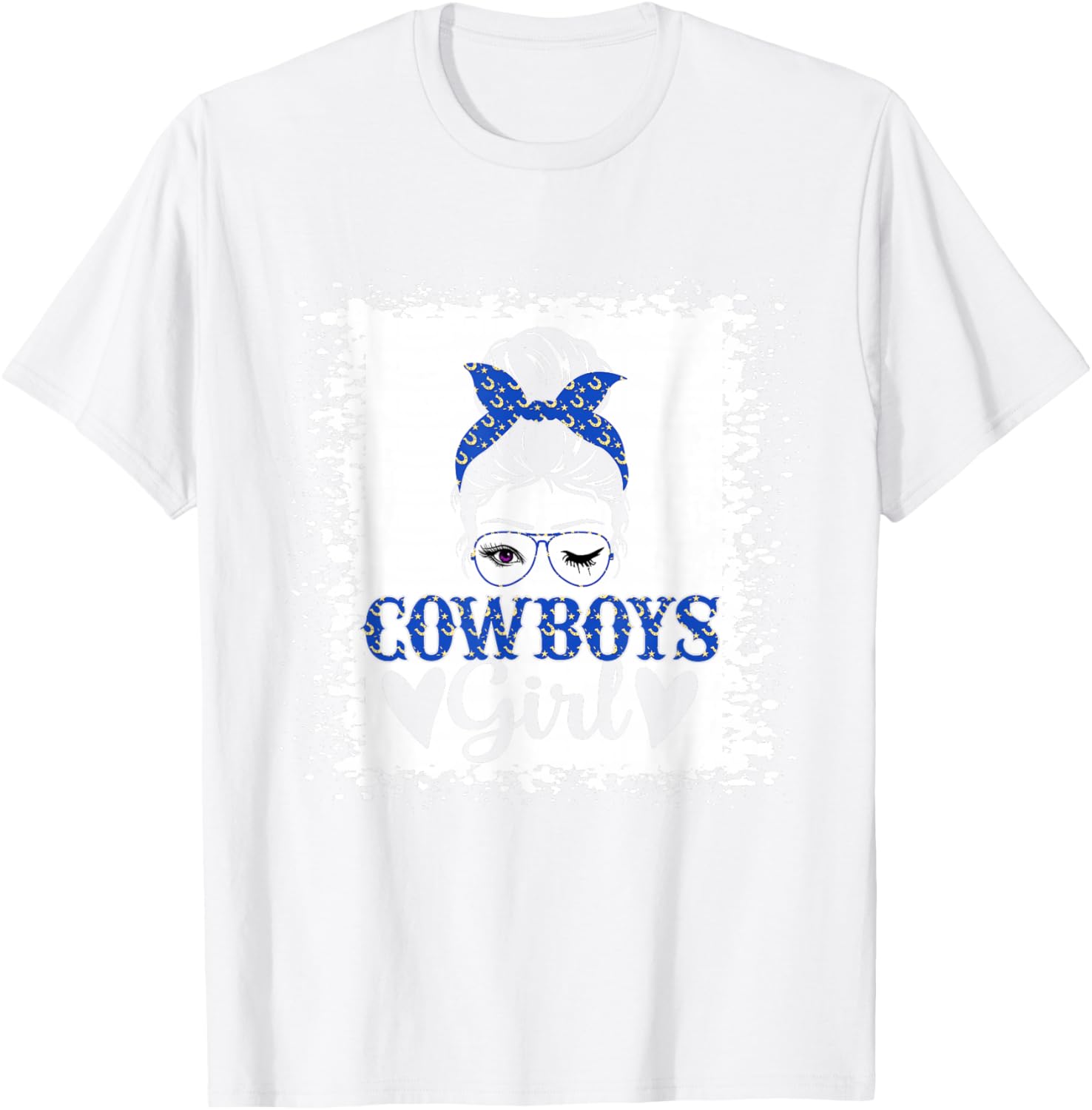 Messy Bun Cowboys Girl Sport Fan Men Women Girls Kids T-Shirt - T-Shirt | White