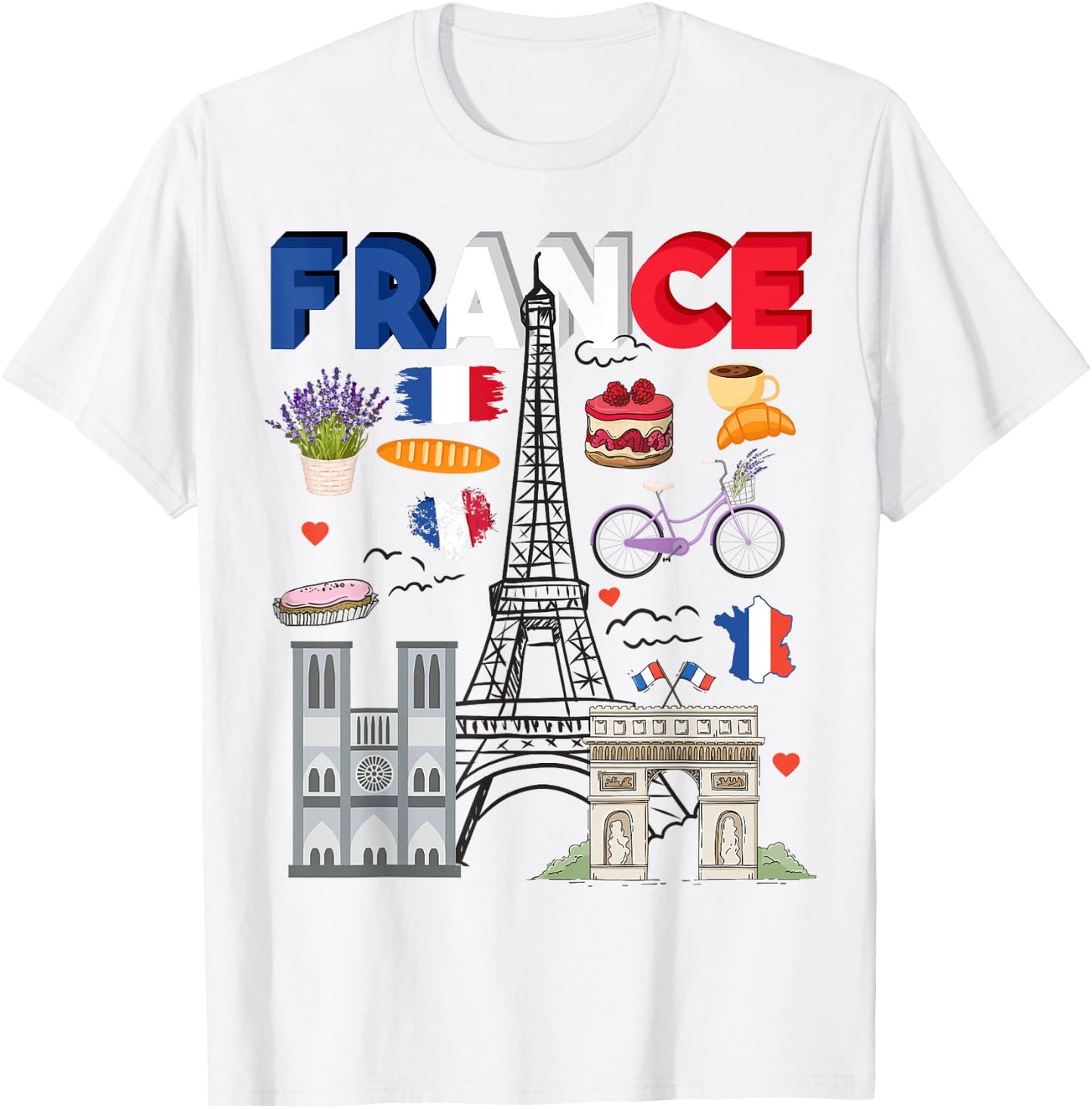 France Flag Outfit Idea For Kids French Flag & Lavender T-Shirt - T-Shirt | White