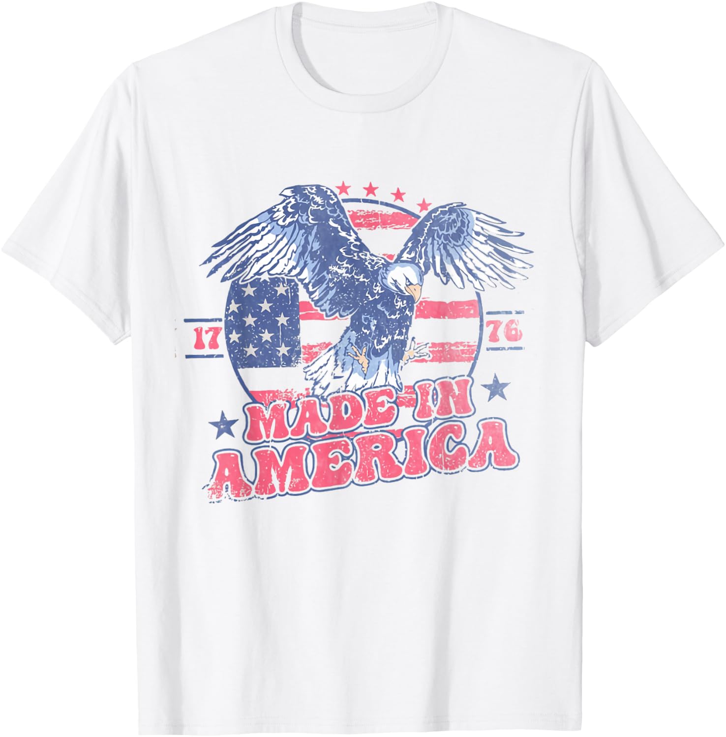 Women Retro Made In America 4th Of July Eagle Patriotic T-Shirt - T-Shirt | White