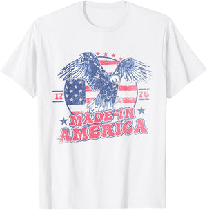 Women Retro Made In America 4th Of July Eagle Patriotic T-Shirt - T-Shirt | White