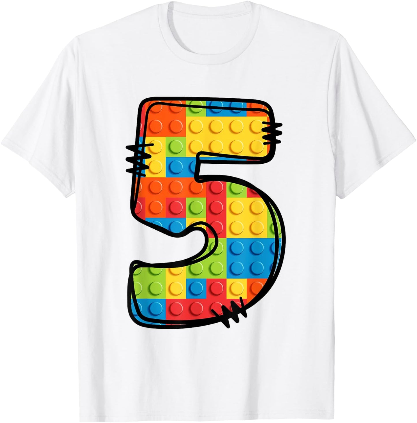 5 Year Old Blocks Building Master Builder 5th Birthday T-Shirt - T-Shirt | White