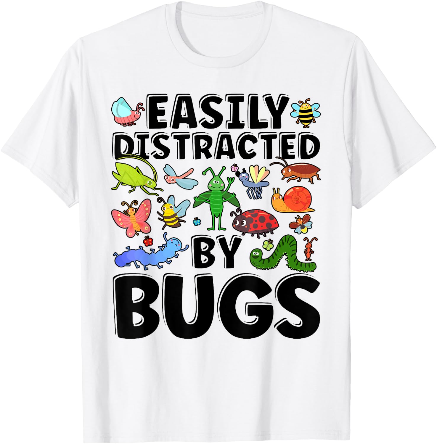 Funny Easily Distracted By Bugs Teacher Entomologist Women Kids T-Shirt - T-Shirt | White