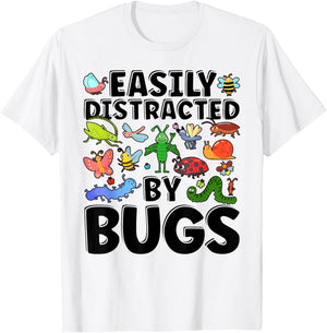 Funny Easily Distracted By Bugs Teacher Entomologist Women Kids T-Shirt - T-Shirt | White