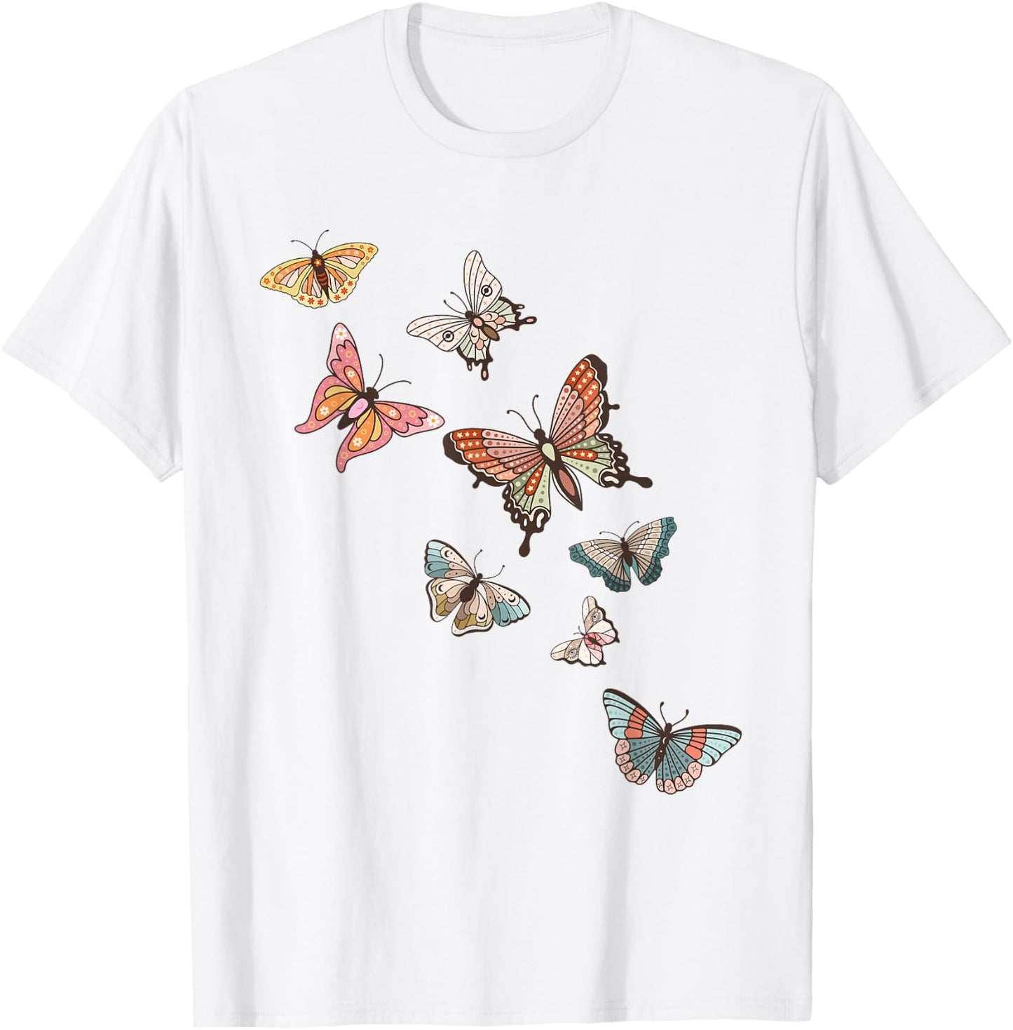 Flying Butterflies - Butterfly Lover Gardener Entomologist T-Shirt - T-Shirt | White