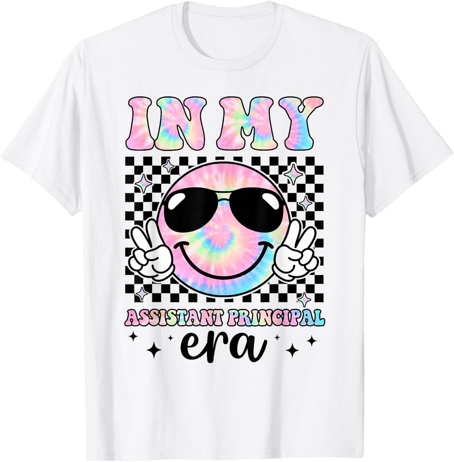 In My Assistant Principal Era Groovy Tie Dye Back To School T-Shirt - T-Shirt | White