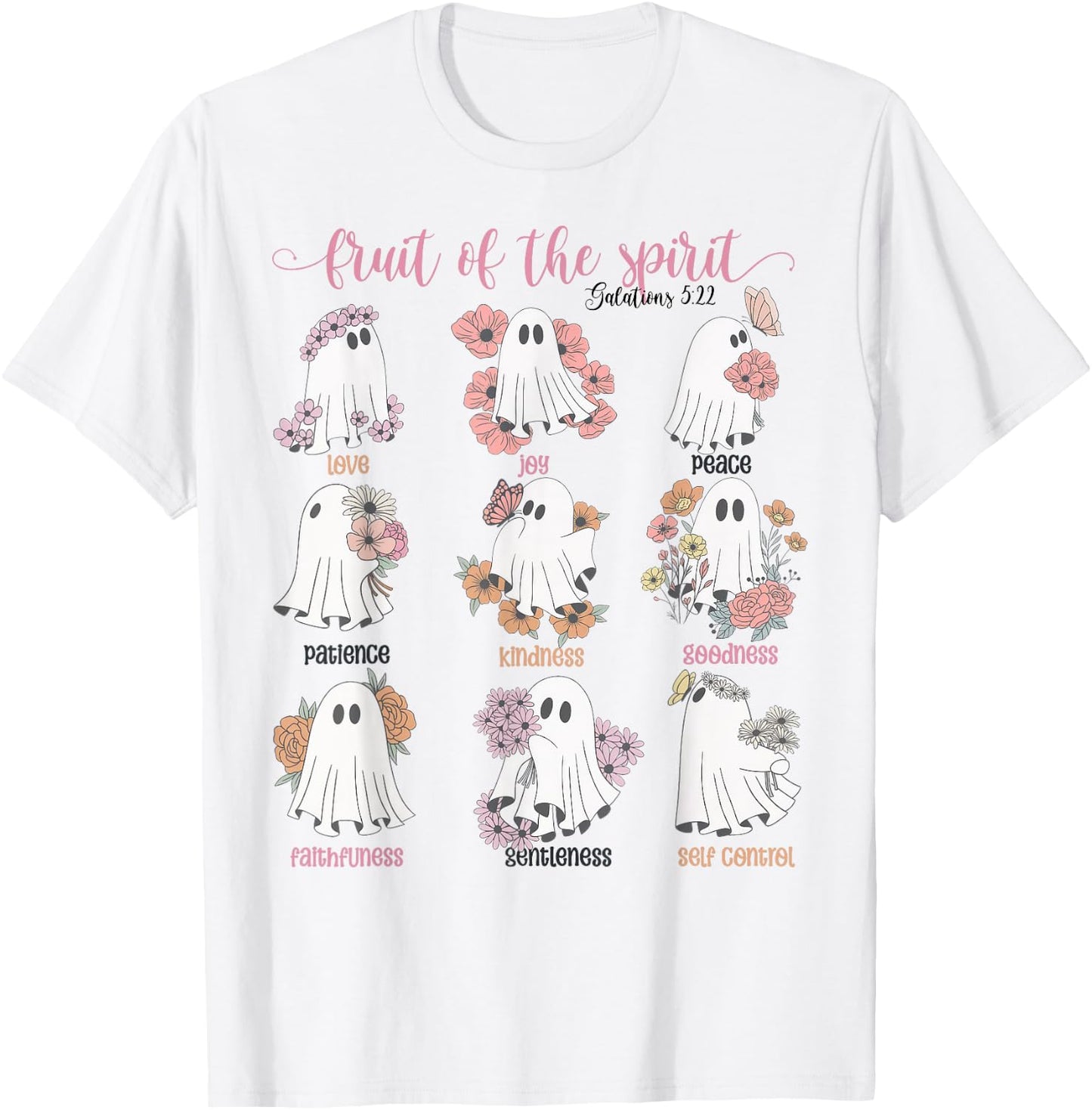Fruit Of The Spirit Retro Ghost Christian Halloween Faith T-Shirt - T-Shirt | White