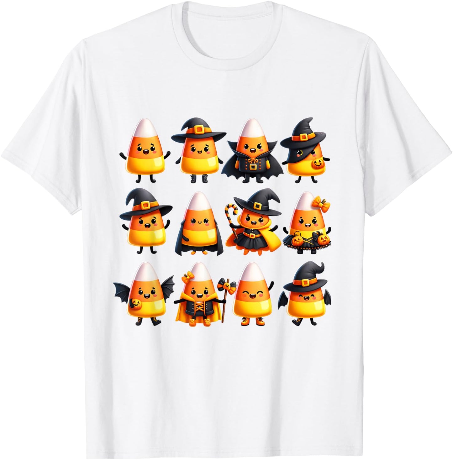 Adorable Halloween Candy Corn Characters in Costumes T-Shirt - T-Shirt | White