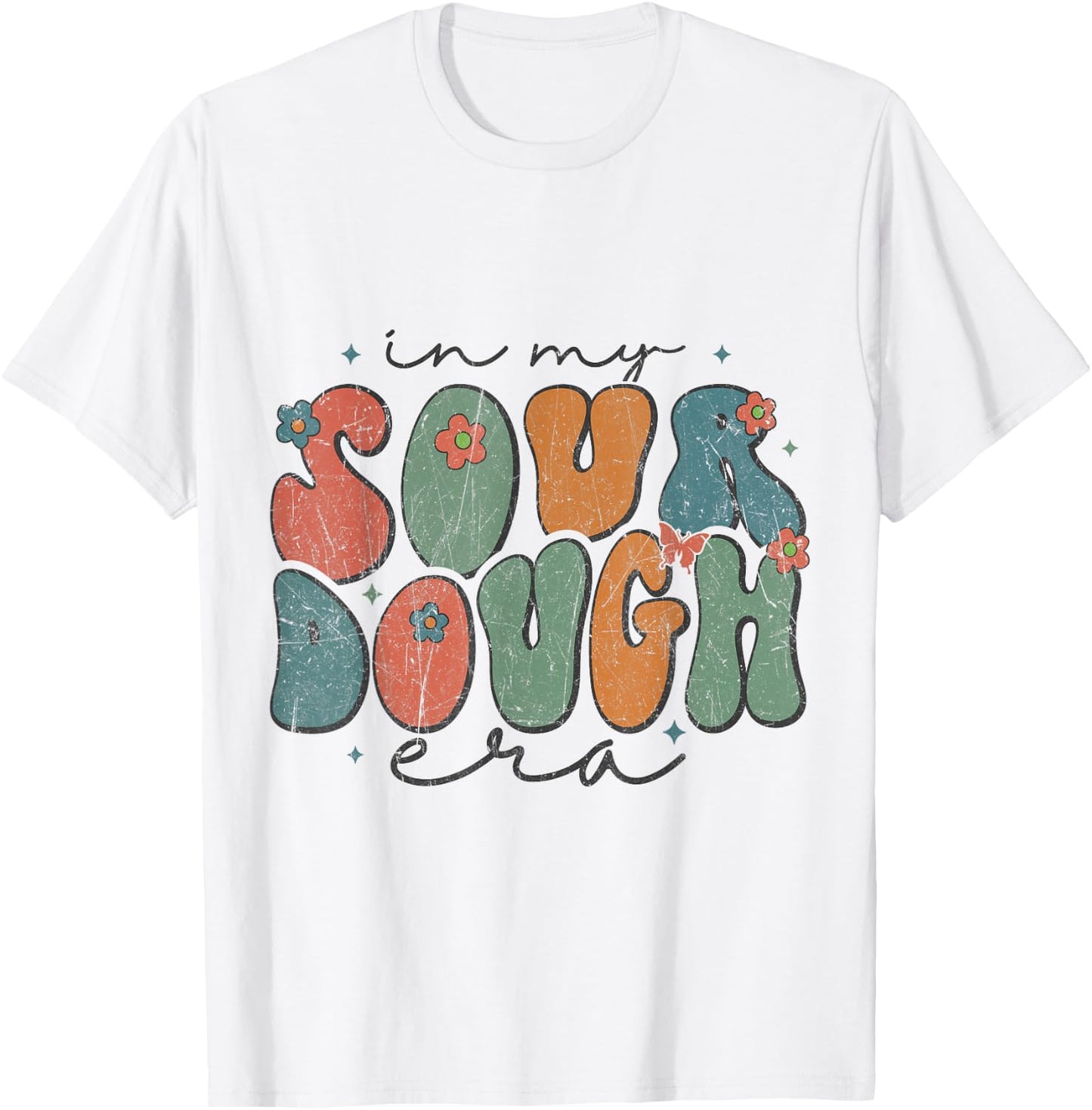In My Sourdough Era Groovy Bread Baking Sourdough Enthusiast T-Shirt - T-Shirt | White