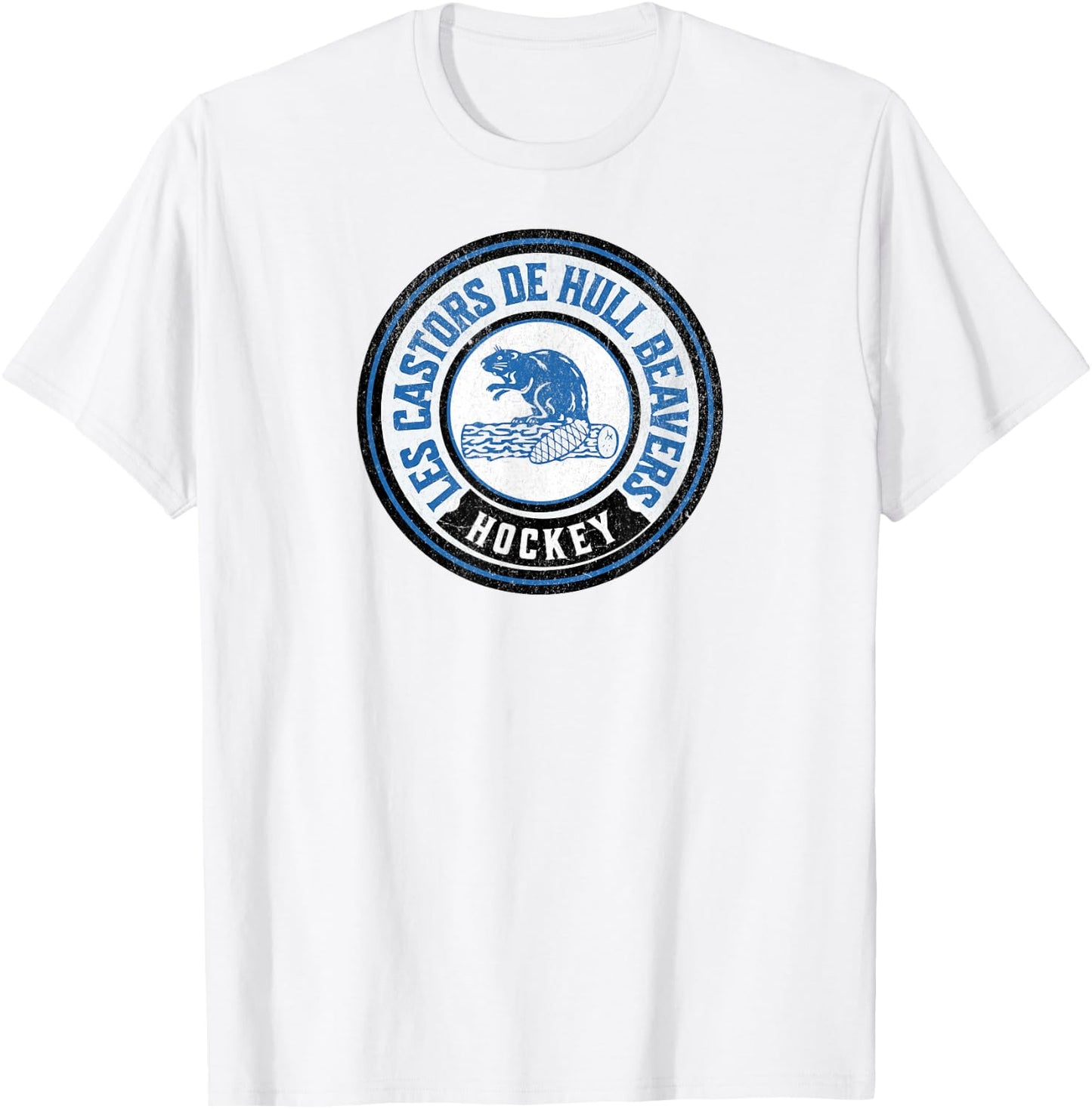 Vintage Beaver Logo Defunct Hockey Team Hull Beavers T-Shirt - T-Shirt | White