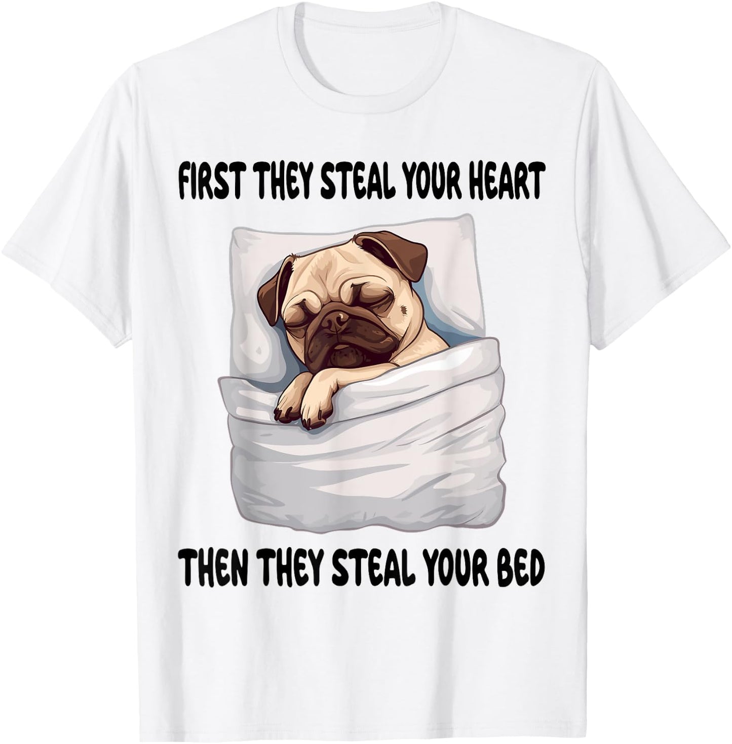 Pug Sleeping Pajamas Nightgown T-Shirt - T-Shirt | White